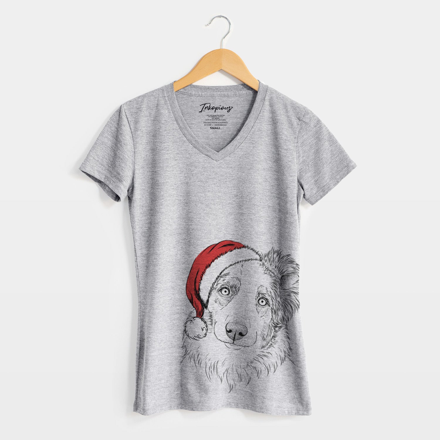 Santa HoneyBee the Miniature Australian Shepherd - Women's Perfect V-neck Shirt