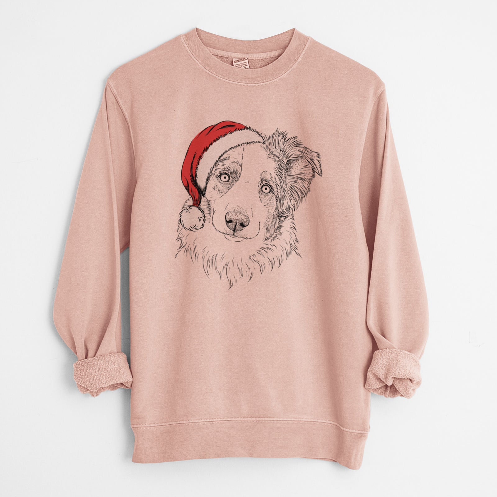 Santa HoneyBee the Miniature Australian Shepherd - Unisex Pigment Dyed Crew Sweatshirt