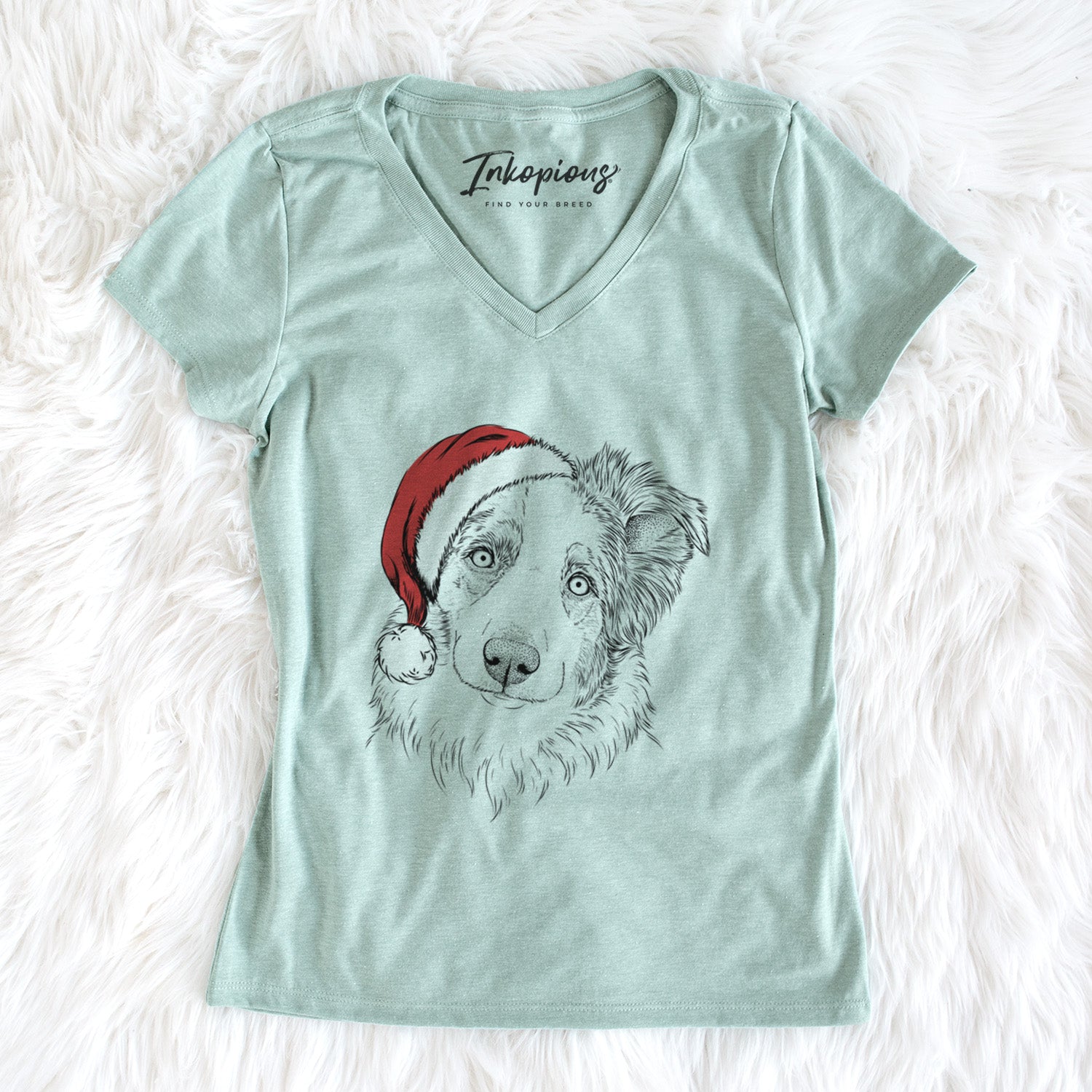 Santa HoneyBee the Miniature Australian Shepherd - Women's Perfect V-neck Shirt