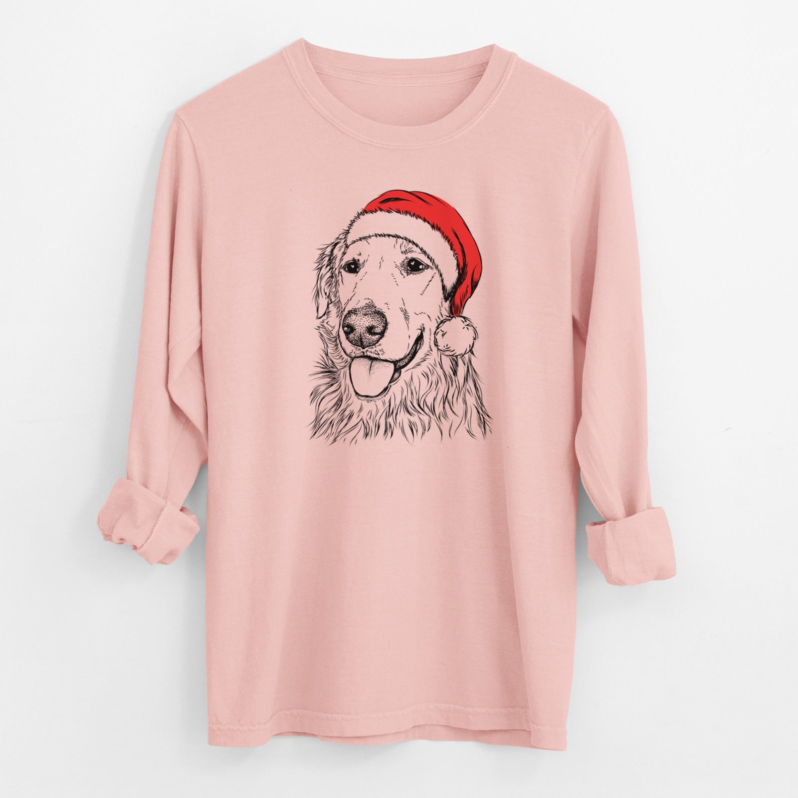 Santa Hopper the Golden Retriever - Men's Heavyweight 100% Cotton Long Sleeve