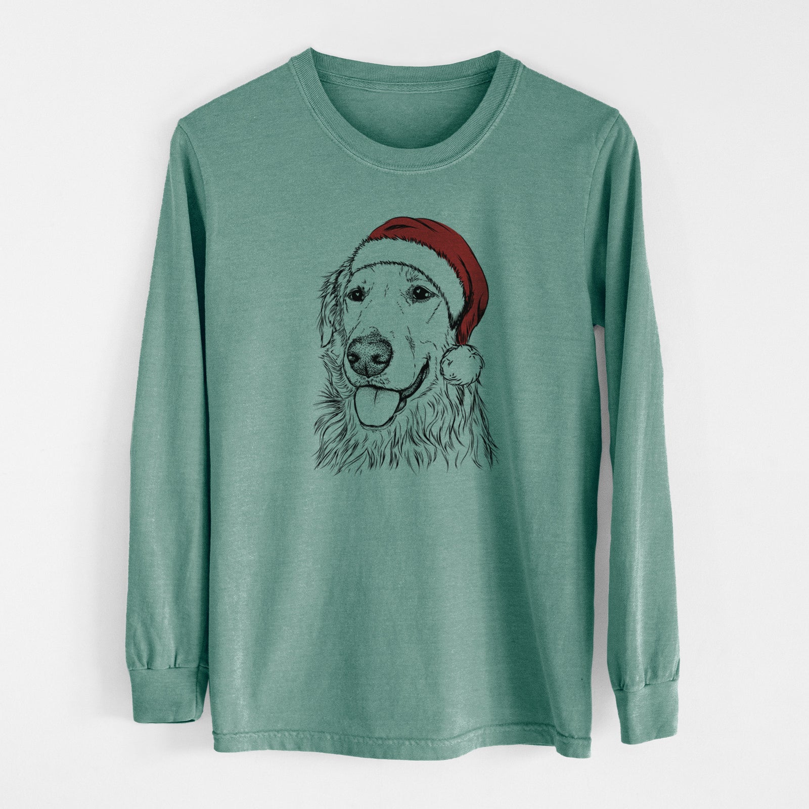 Santa Hopper the Golden Retriever - Men's Heavyweight 100% Cotton Long Sleeve