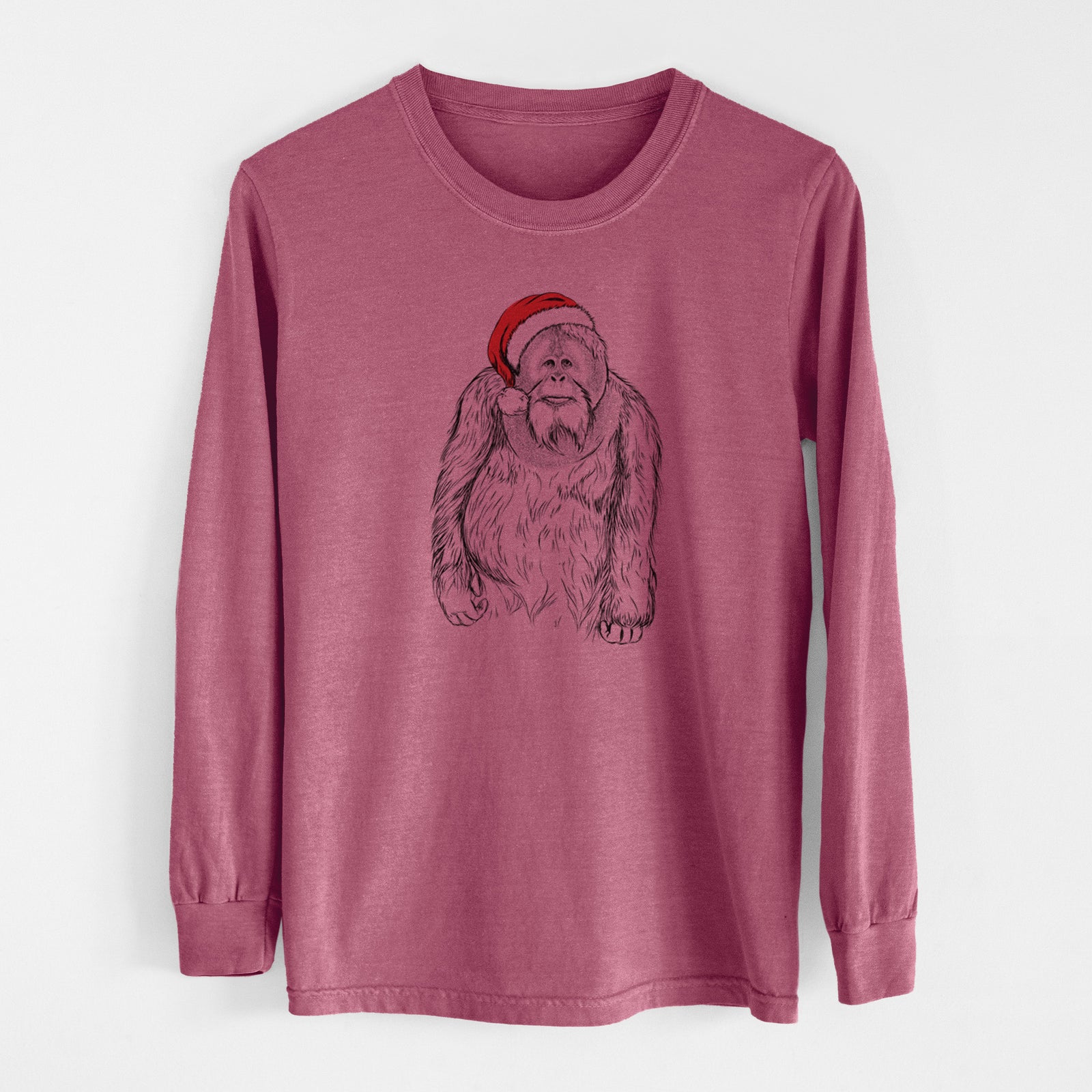 Santa Horace the Male Orangutan - Men's Heavyweight 100% Cotton Long Sleeve