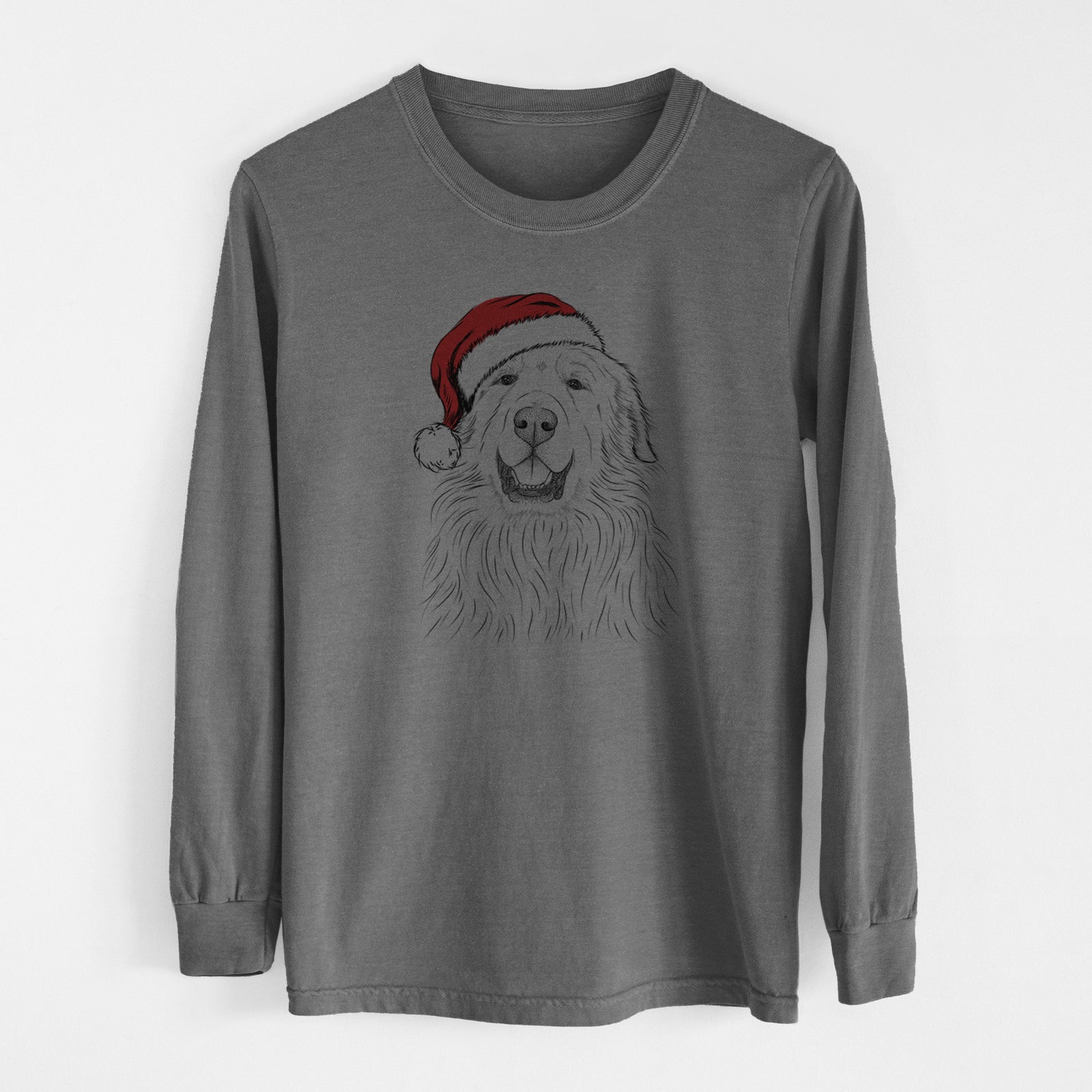 Santa Horton the Great Pyrenees - Men's Heavyweight 100% Cotton Long Sleeve