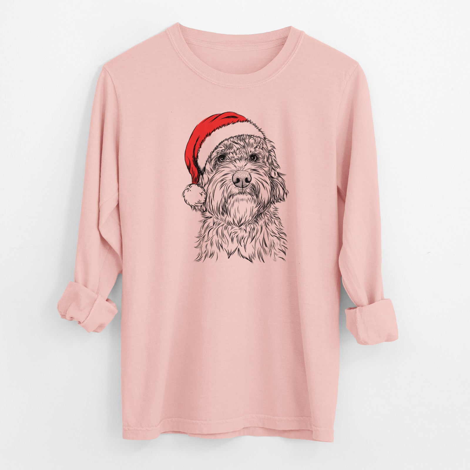 Santa Huckleberry the Australian Labradoodle - Men's Heavyweight 100% Cotton Long Sleeve
