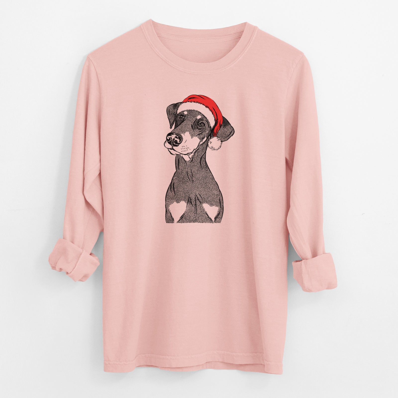 Santa Iroh the Doberman Pinscher - Men's Heavyweight 100% Cotton Long Sleeve