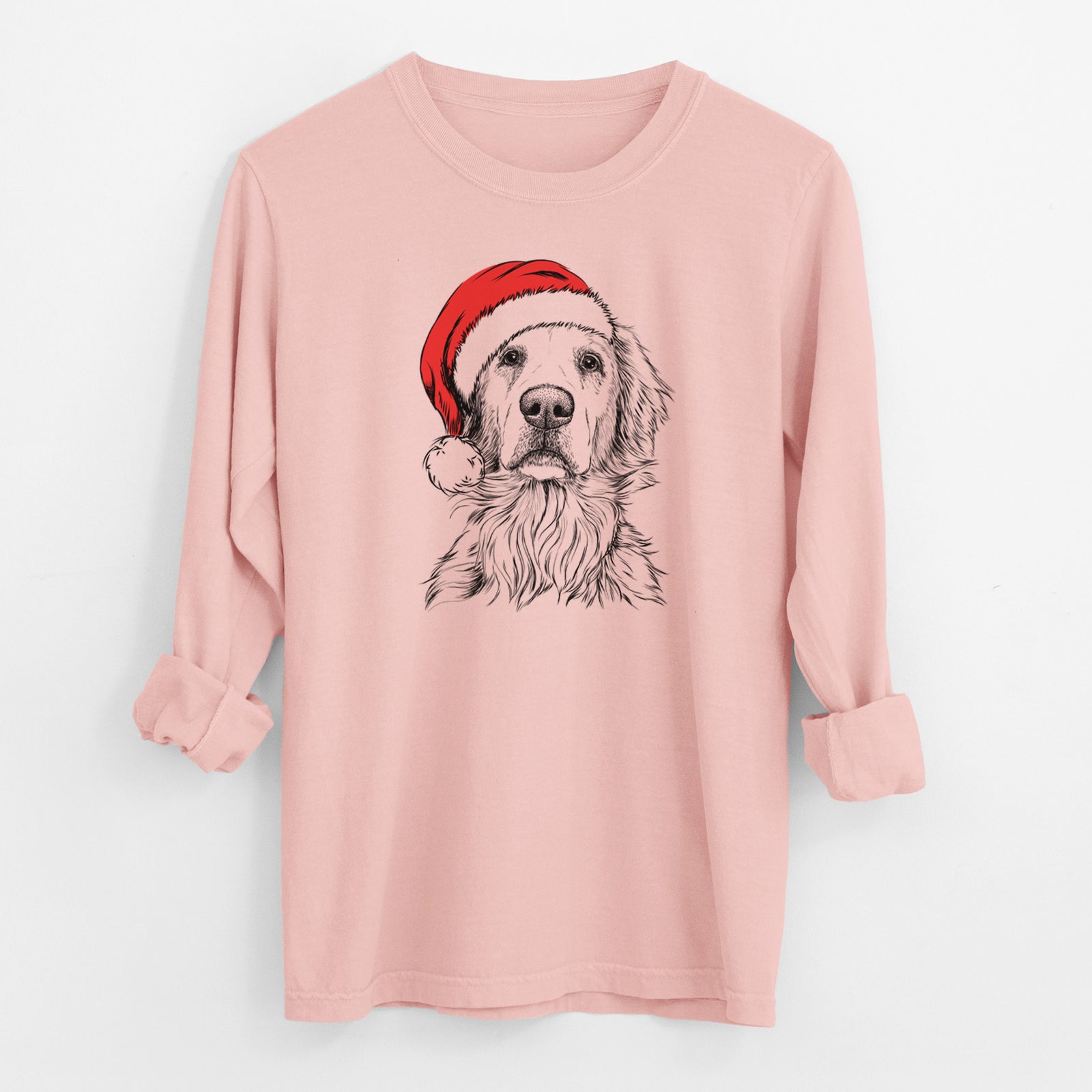 Santa Jake aroni the Golden Retriever - Men's Heavyweight 100% Cotton Long Sleeve