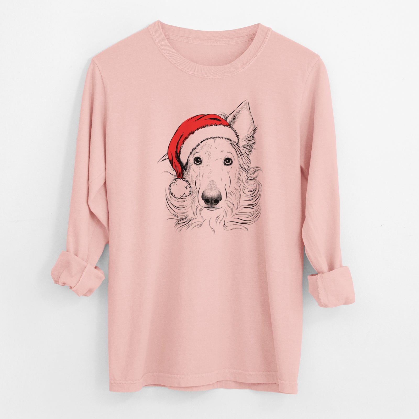 Santa Jasha the Borzoi - Men's Heavyweight 100% Cotton Long Sleeve