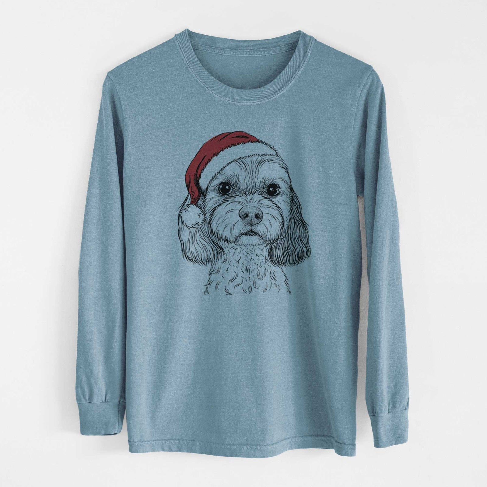 Santa Jasper Diggins the Cavapoo - Men's Heavyweight 100% Cotton Long Sleeve