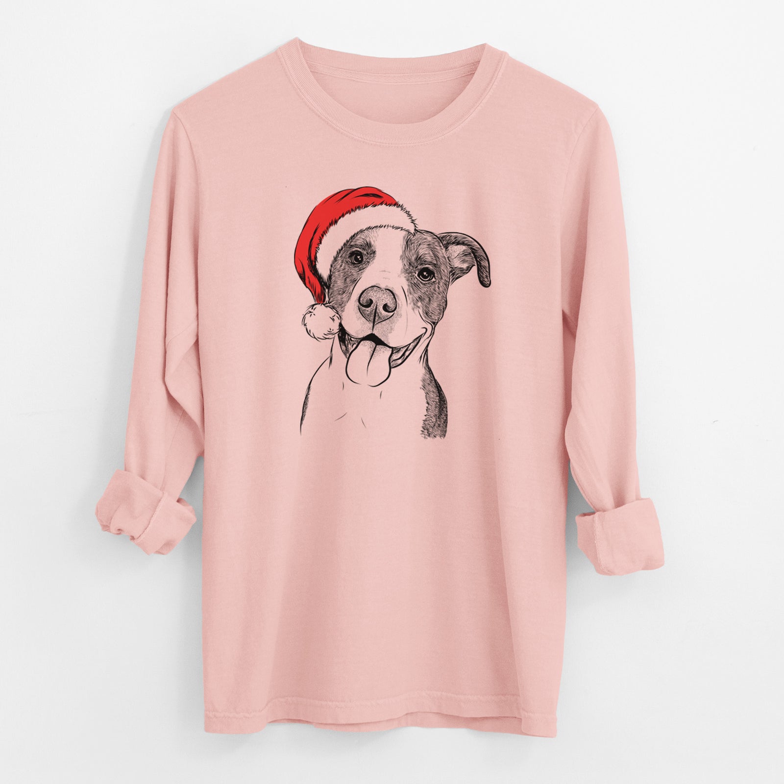 Santa Jax the American Pitbull Terrier Mix - Men's Heavyweight 100% Cotton Long Sleeve