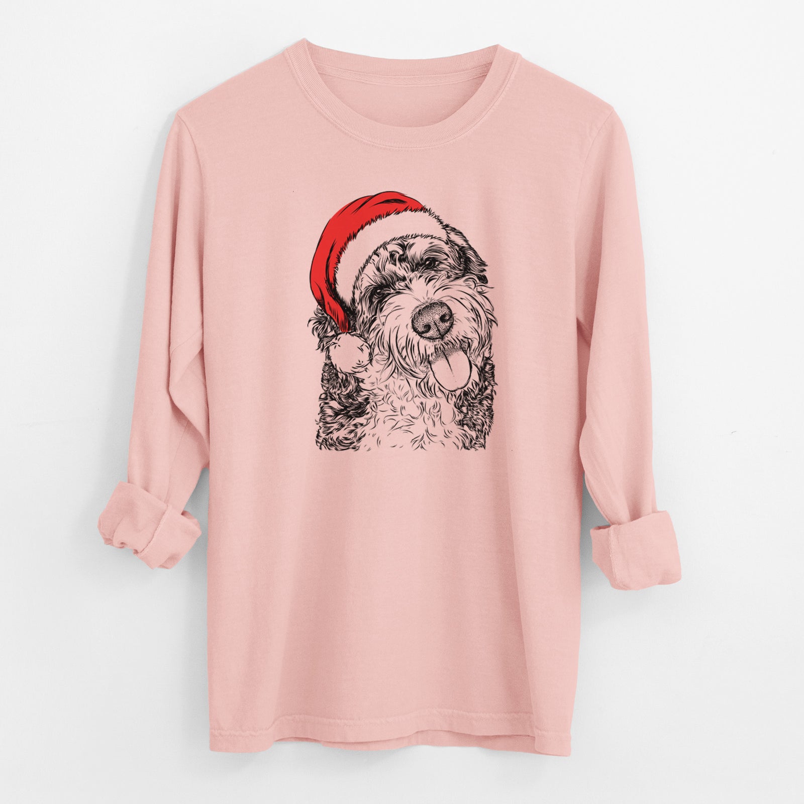 Santa Kaci the Bernedoodle - Men's Heavyweight 100% Cotton Long Sleeve