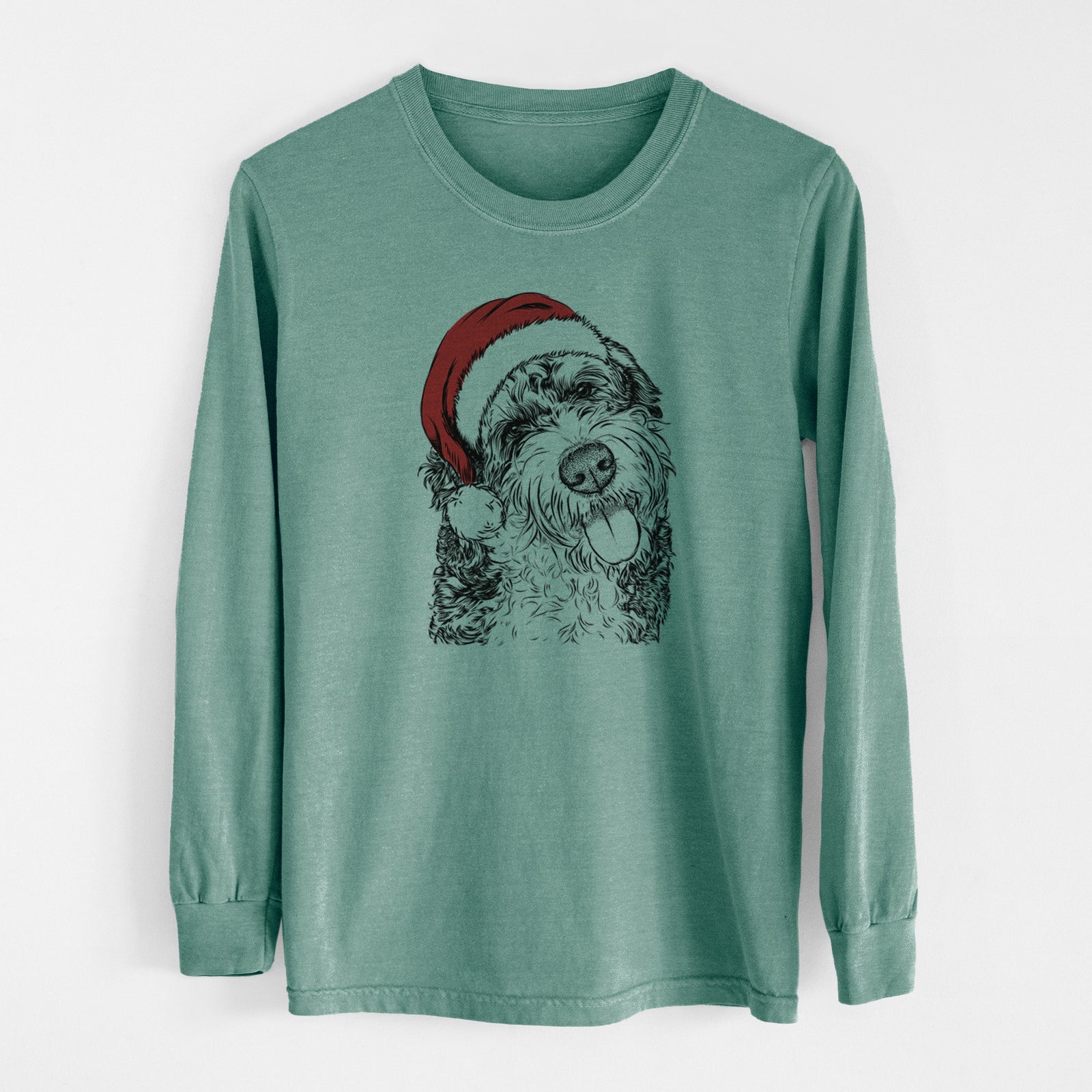 Santa Kaci the Bernedoodle - Men's Heavyweight 100% Cotton Long Sleeve