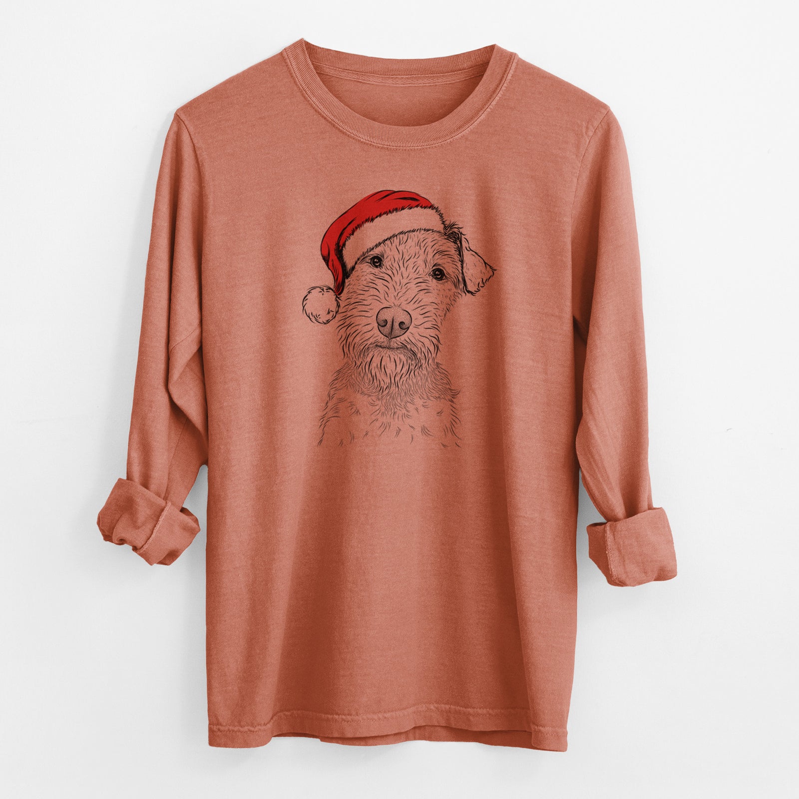 Santa Kiara the Welsh Terrier - Men's Heavyweight 100% Cotton Long Sleeve