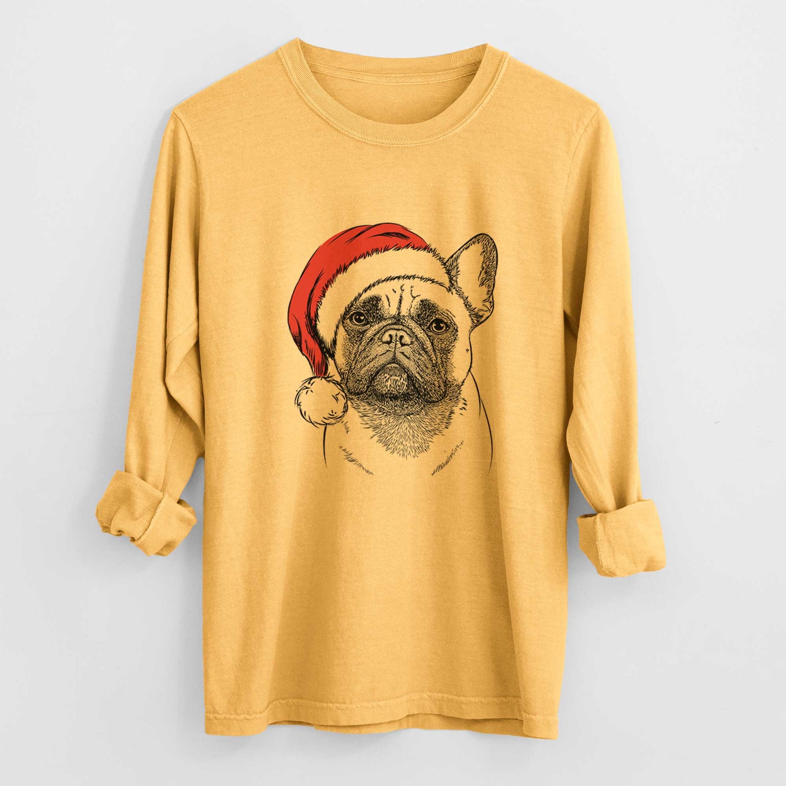 Santa Kingsleigh the French Bulldog - Men's Heavyweight 100% Cotton Long Sleeve