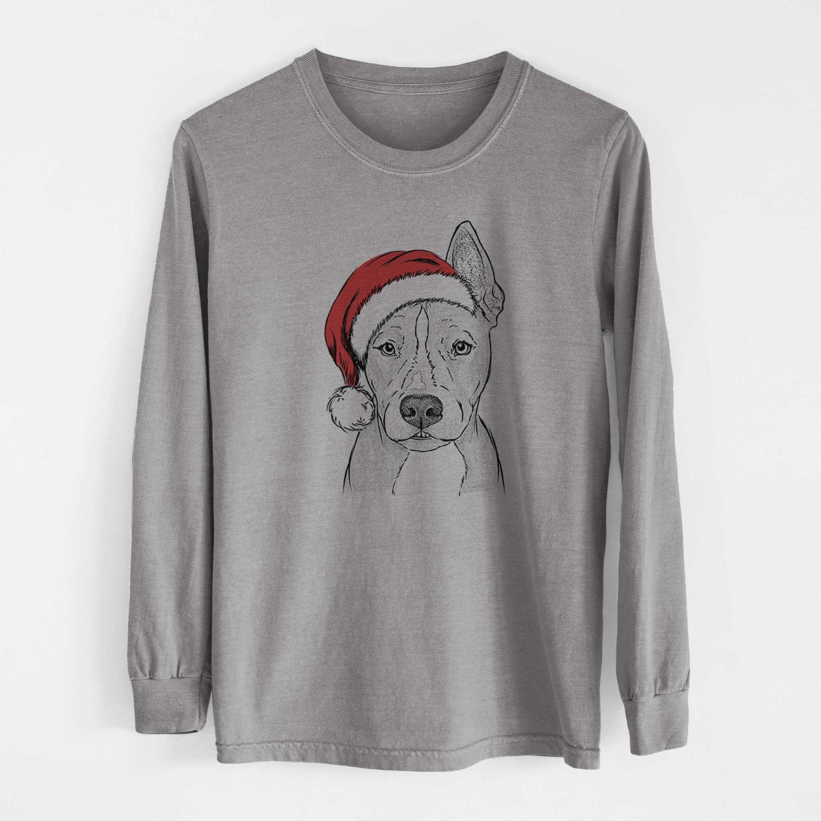 Santa Kisses the Pitbull - Men's Heavyweight 100% Cotton Long Sleeve