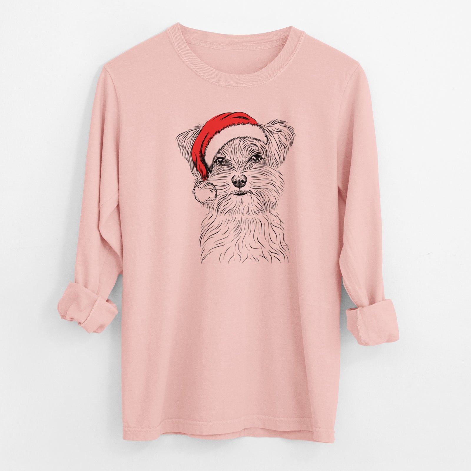 Santa Kiwi the Morkie - Men's Heavyweight 100% Cotton Long Sleeve