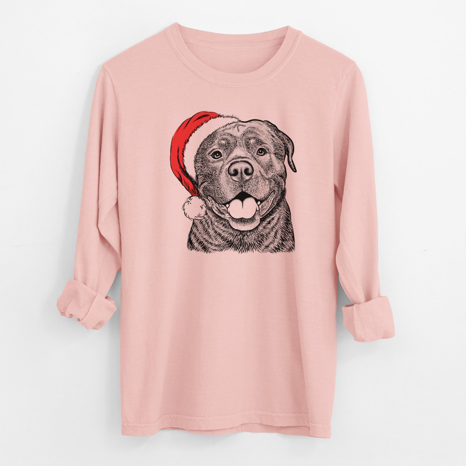 Santa Kojak the Rottweiler - Men's Heavyweight 100% Cotton Long Sleeve