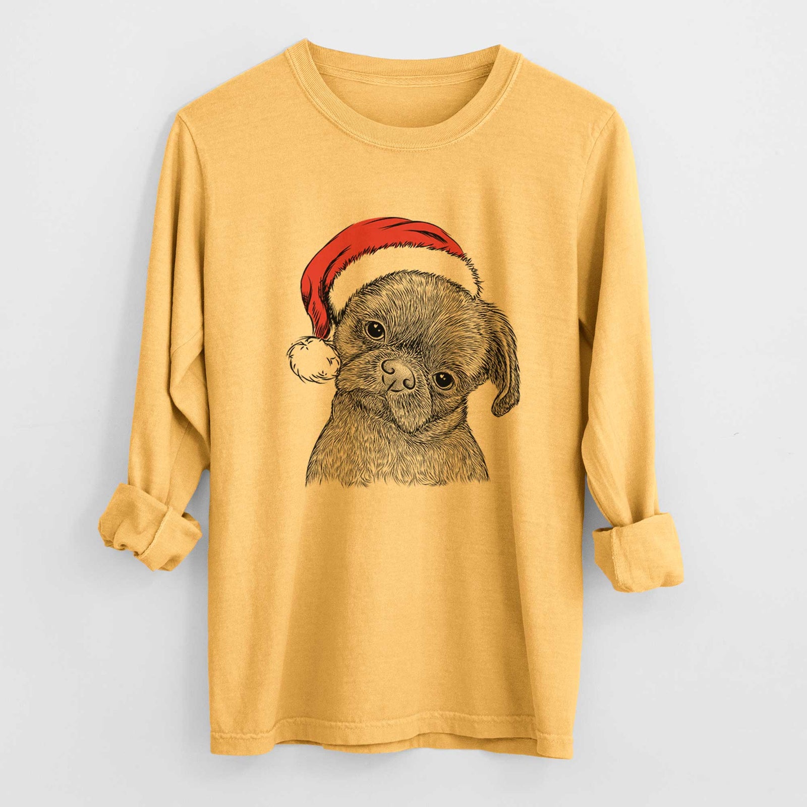 Santa Koko the Shih Tzu - Men's Heavyweight 100% Cotton Long Sleeve