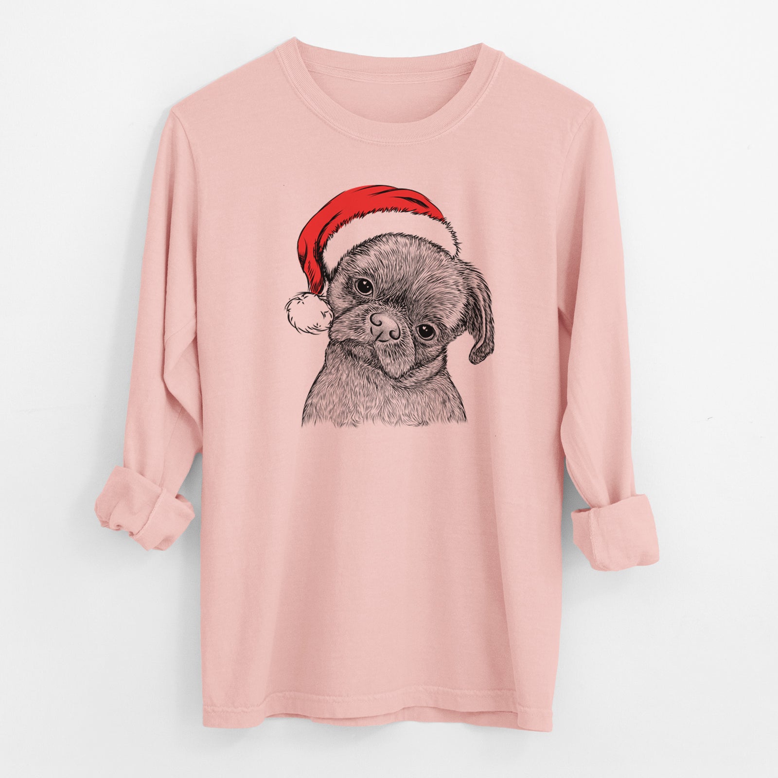 Santa Koko the Shih Tzu - Men's Heavyweight 100% Cotton Long Sleeve