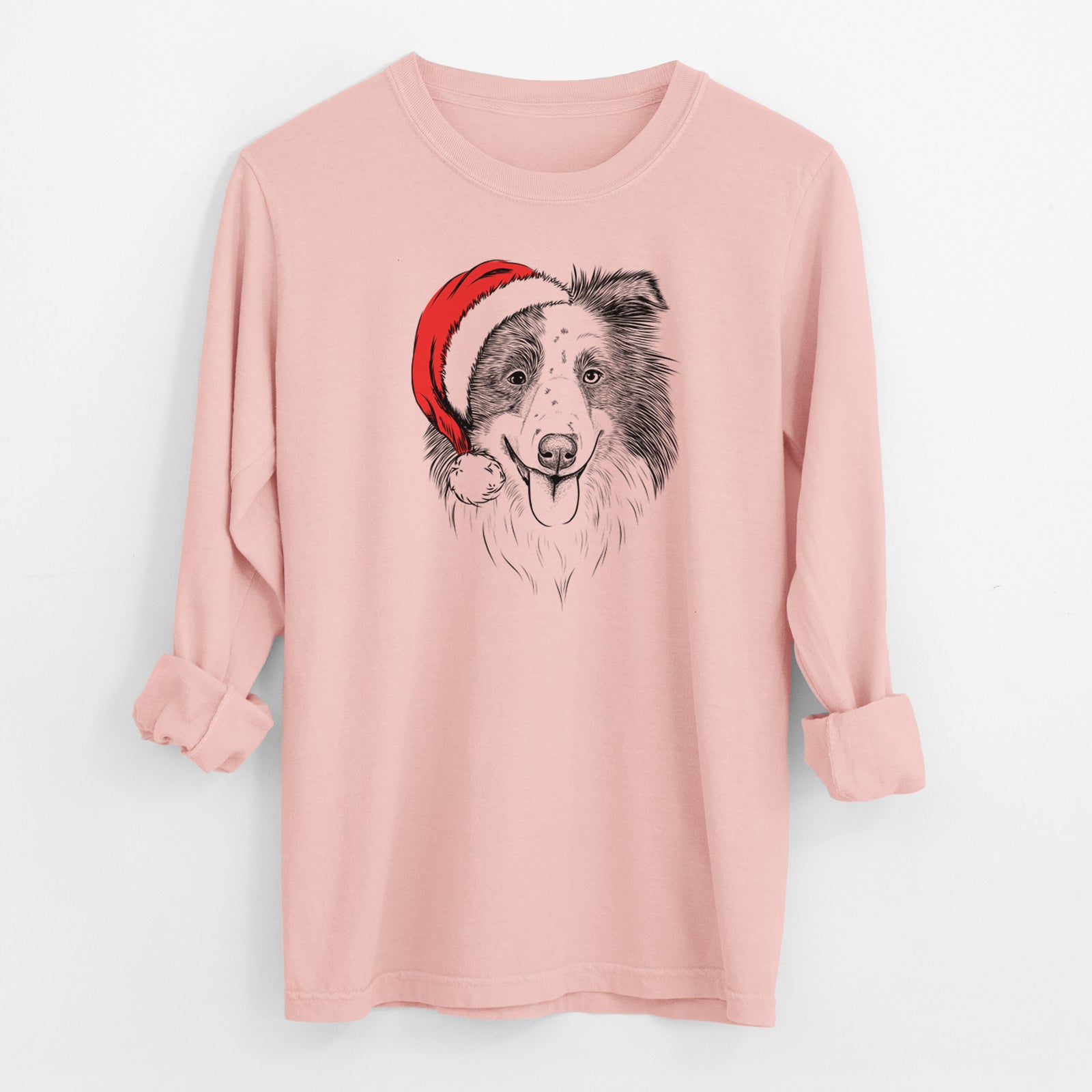Santa Lady Bug the Border Collie - Men's Heavyweight 100% Cotton Long Sleeve