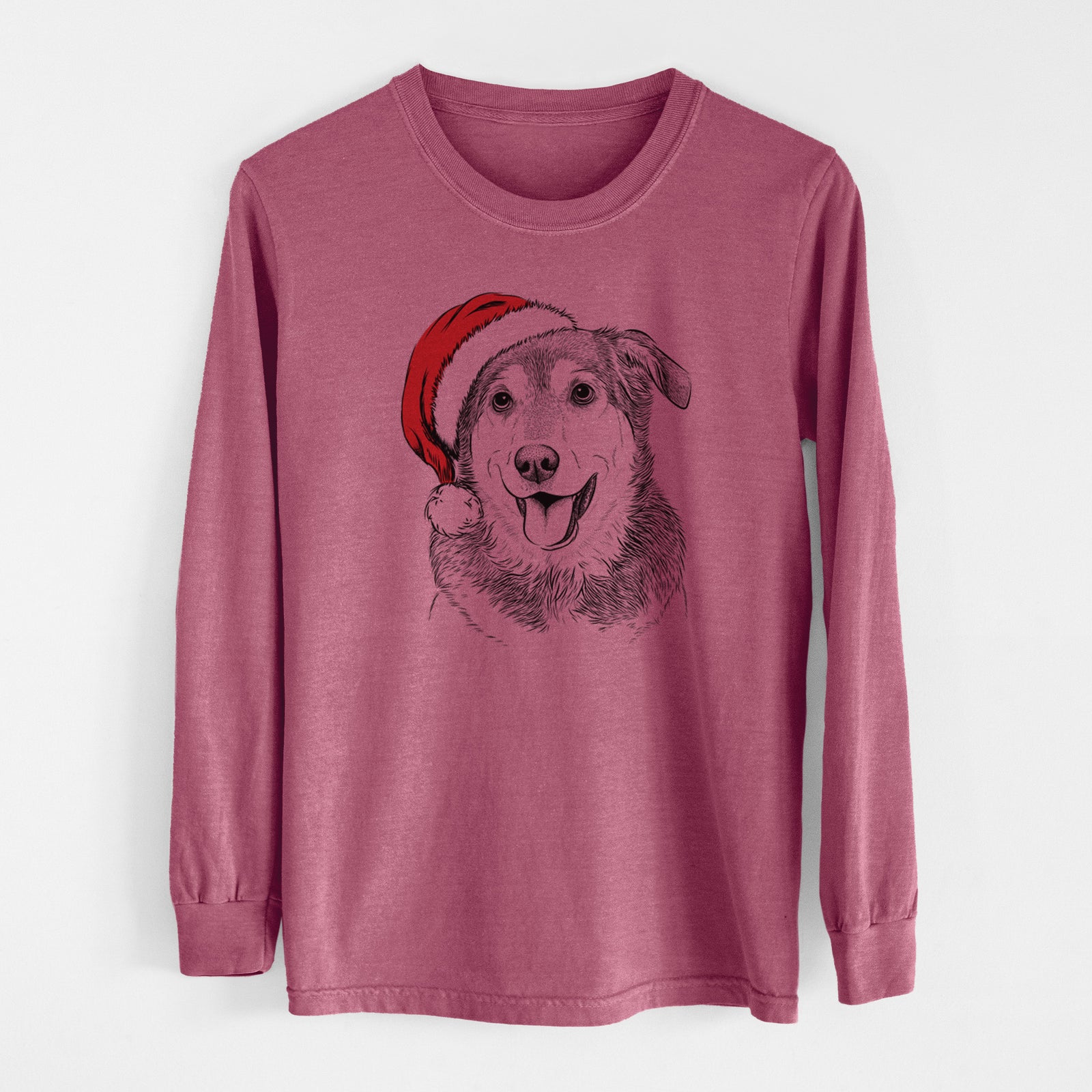 Santa Lance the Lab/Shepherd Mix - Men's Heavyweight 100% Cotton Long Sleeve