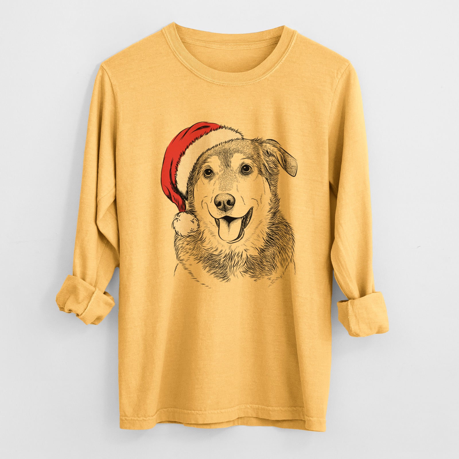 Santa Lance the Lab/Shepherd Mix - Heavyweight 100% Cotton Long Sleeve
