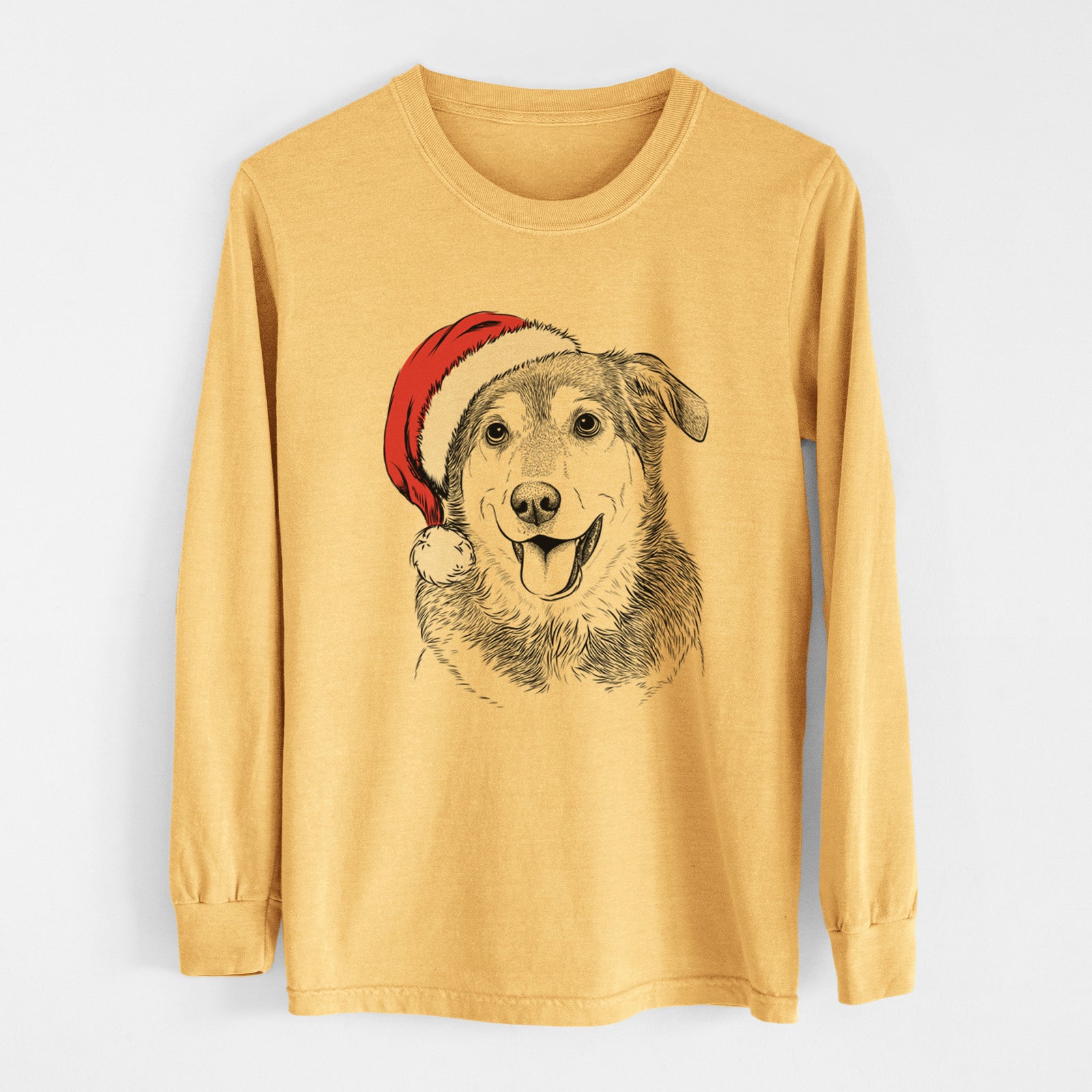 Santa Lance the Lab/Shepherd Mix - Heavyweight 100% Cotton Long Sleeve