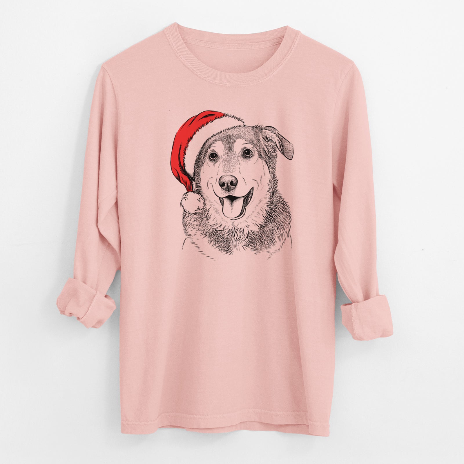 Santa Lance the Lab/Shepherd Mix - Men's Heavyweight 100% Cotton Long Sleeve