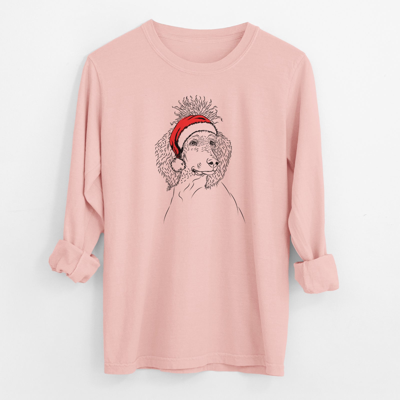 Santa Leo the Poodle - Men's Heavyweight 100% Cotton Long Sleeve