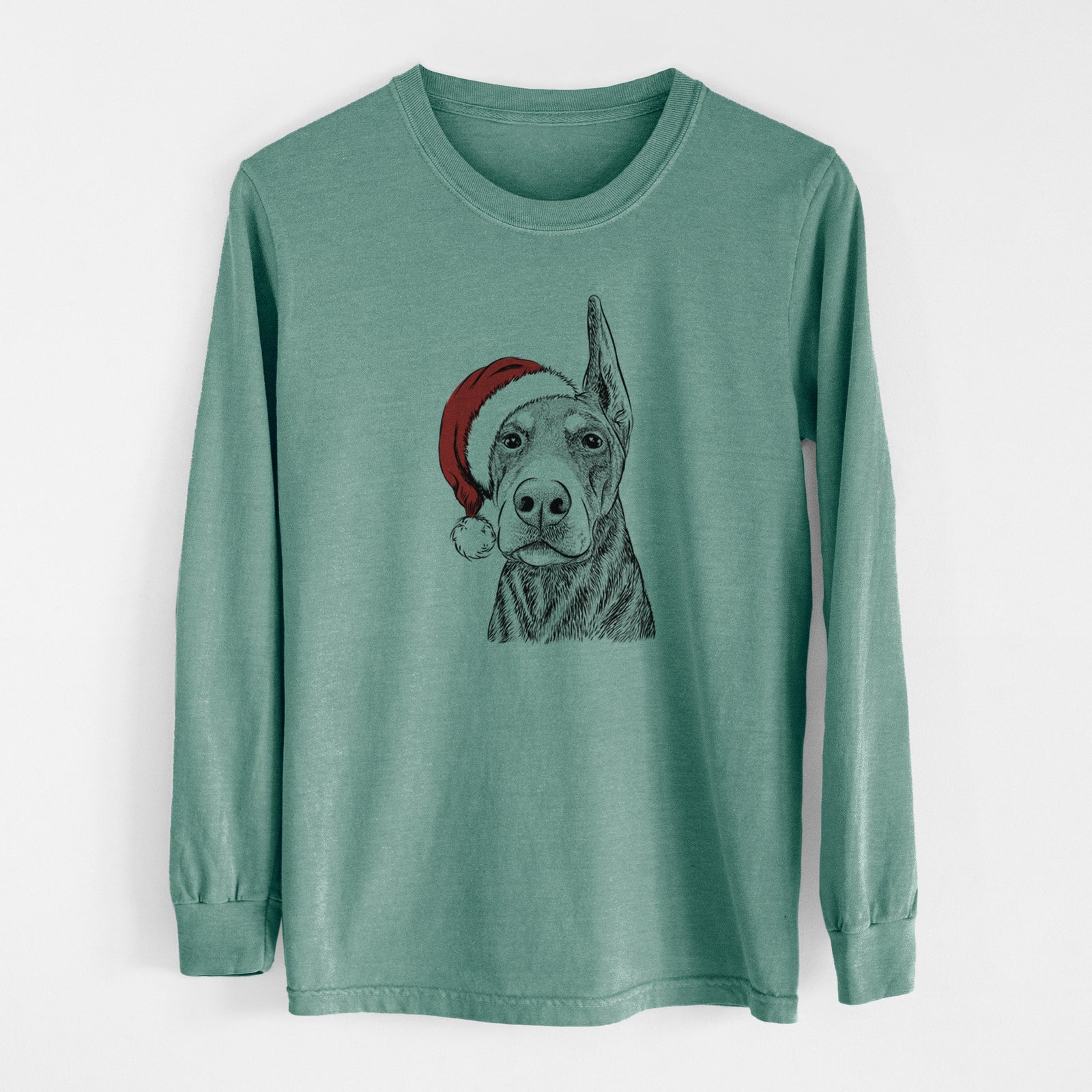 Santa Luna the Doberman Pinscher - Men's Heavyweight 100% Cotton Long Sleeve