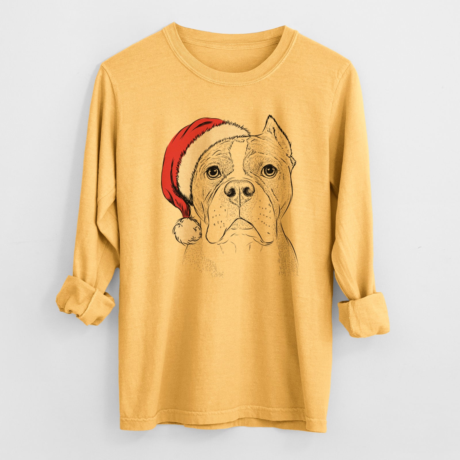 Santa Maggie the American Bulldog - Heavyweight 100% Cotton Long Sleeve