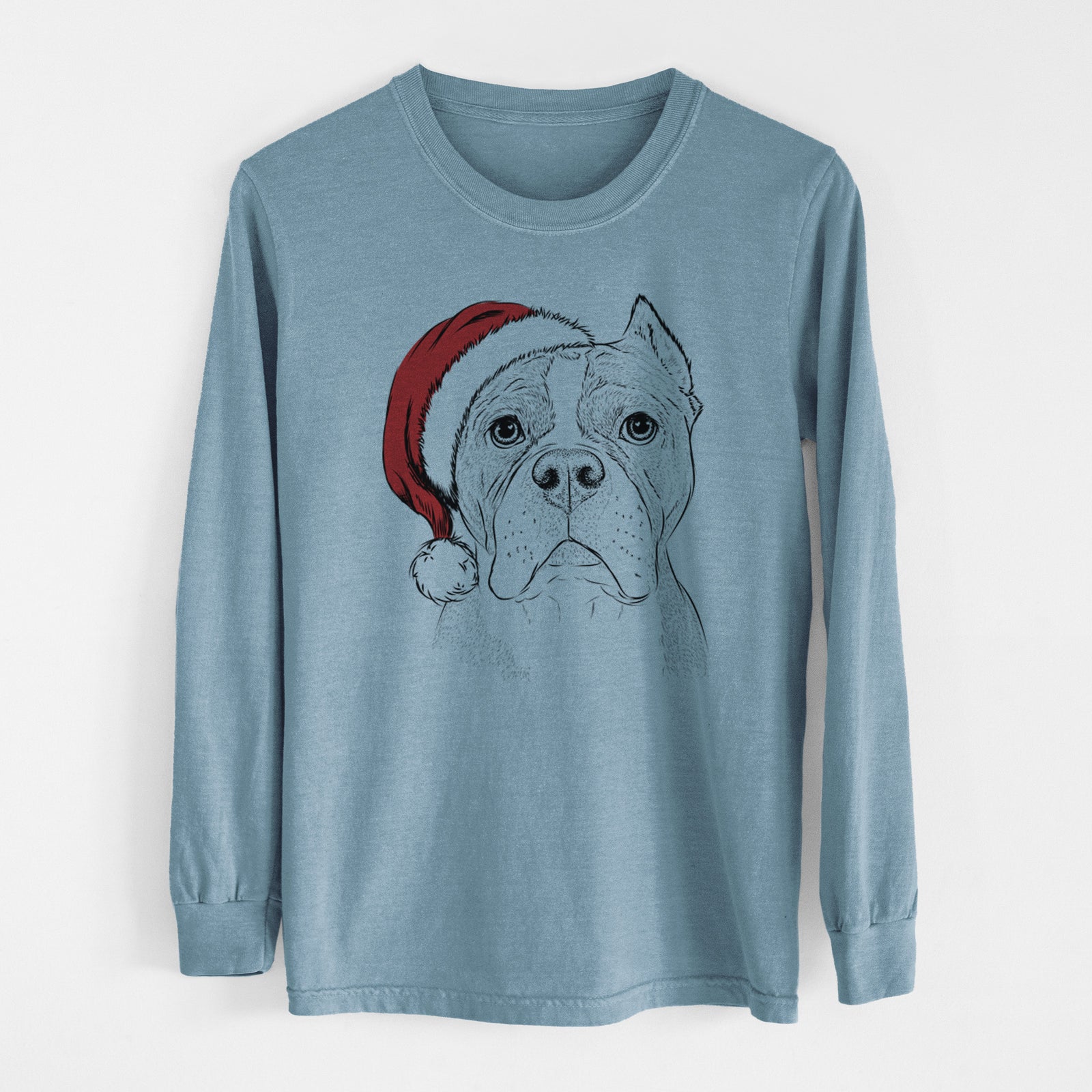 Santa Maggie the American Bulldog - Heavyweight 100% Cotton Long Sleeve
