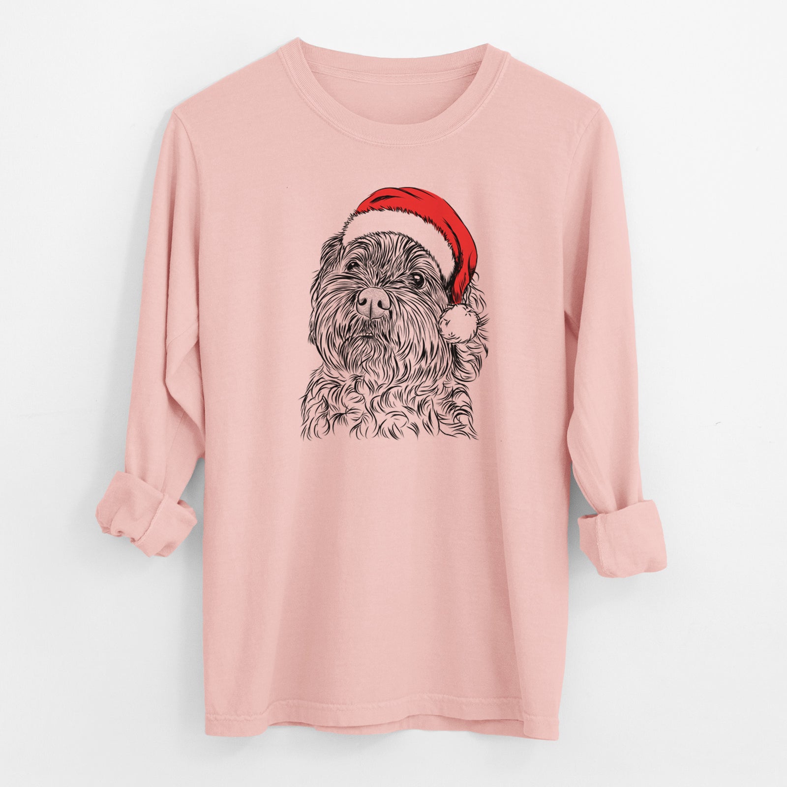 Santa Maggie Girl the Cockapoo - Men's Heavyweight 100% Cotton Long Sleeve