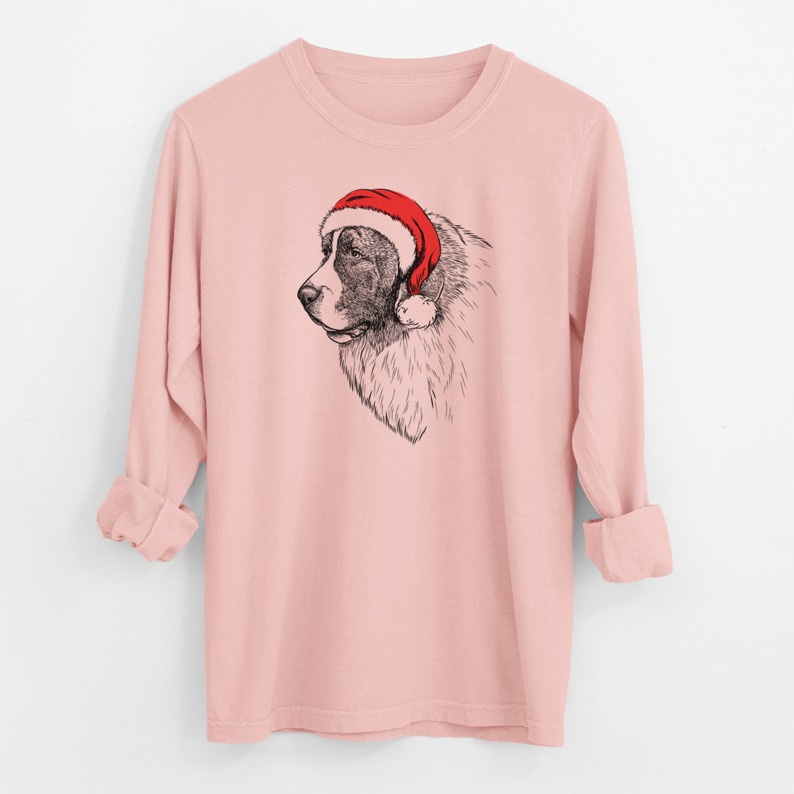 Santa Magnus the Pyrenean Mastiff - Men's Heavyweight 100% Cotton Long Sleeve