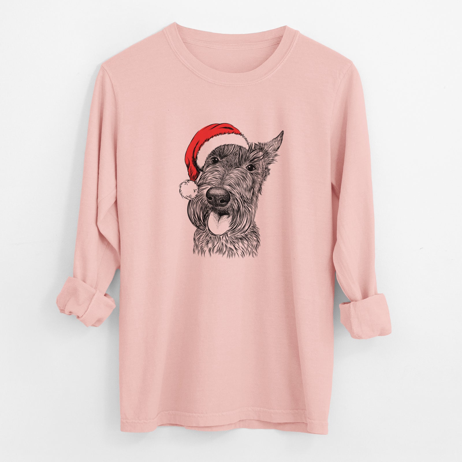 Santa Magnus the Scottish Terrier - Men's Heavyweight 100% Cotton Long Sleeve