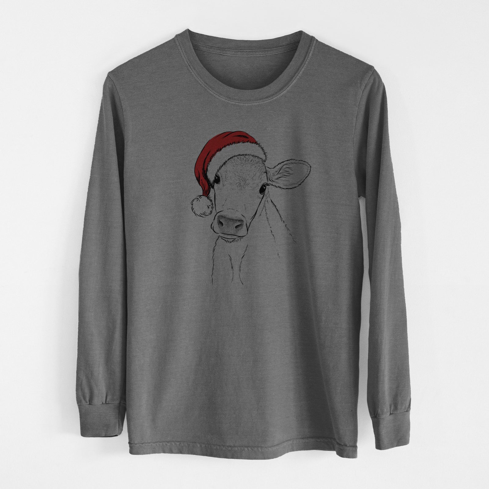 Santa Malu the Cow - Men's Heavyweight 100% Cotton Long Sleeve