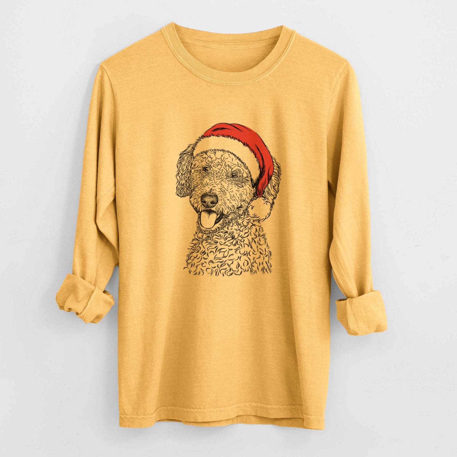 Santa Marlow the Goldendoodle - Men's Heavyweight 100% Cotton Long Sleeve