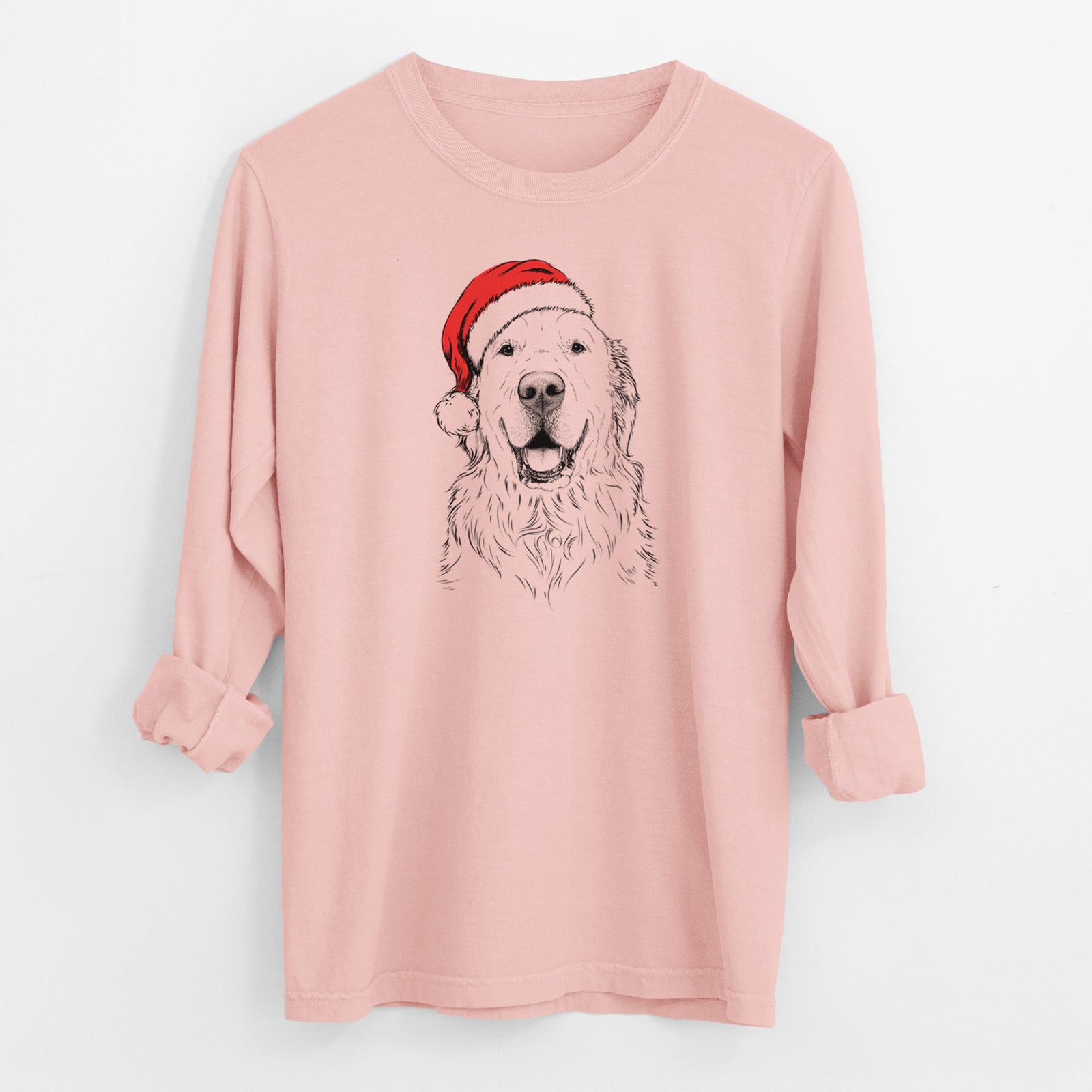 Santa Maximus the Golden Retriever - Men's Heavyweight 100% Cotton Long Sleeve