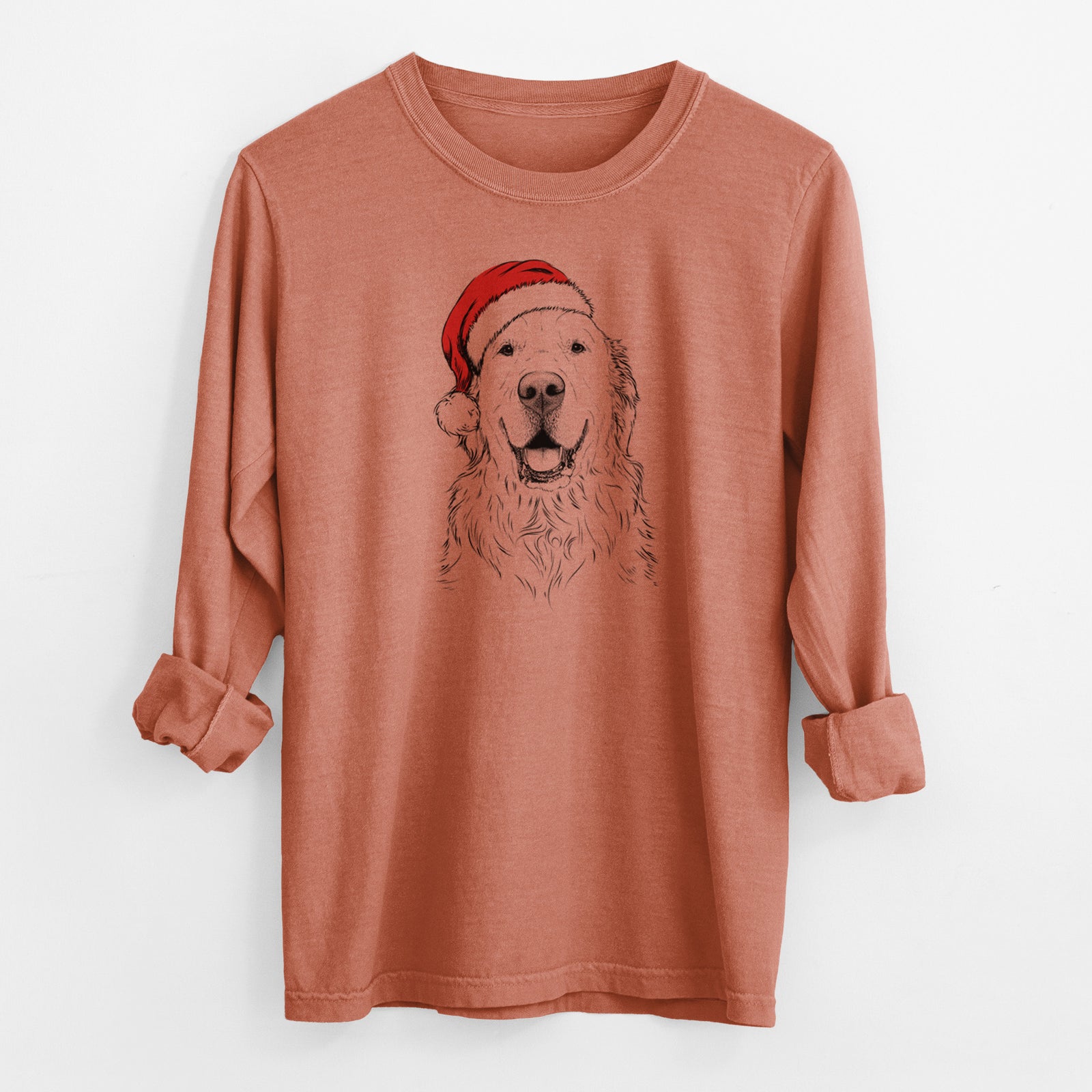 Santa Maximus the Golden Retriever - Men's Heavyweight 100% Cotton Long Sleeve