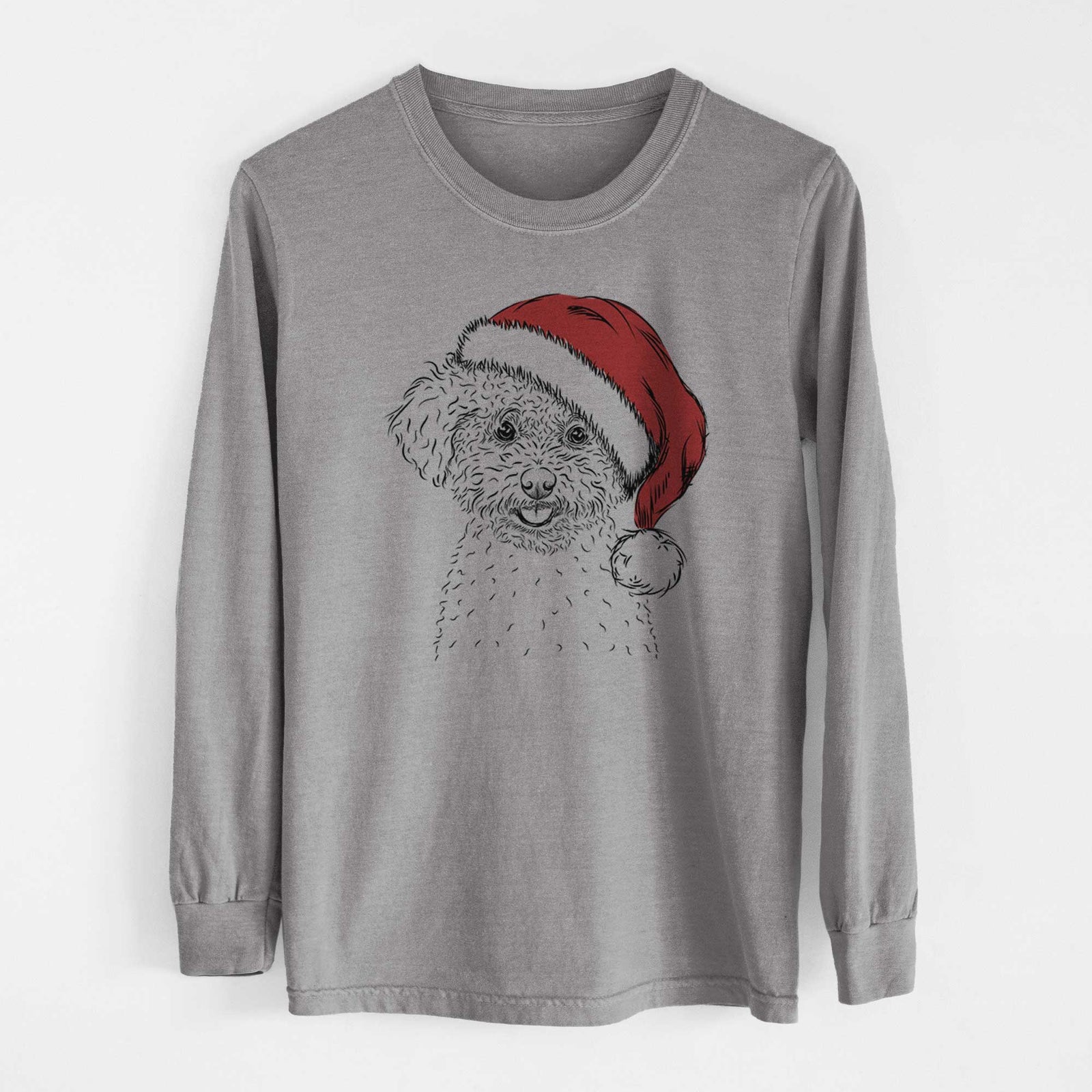 Santa Mickey the Bichon Frise - Men's Heavyweight 100% Cotton Long Sleeve