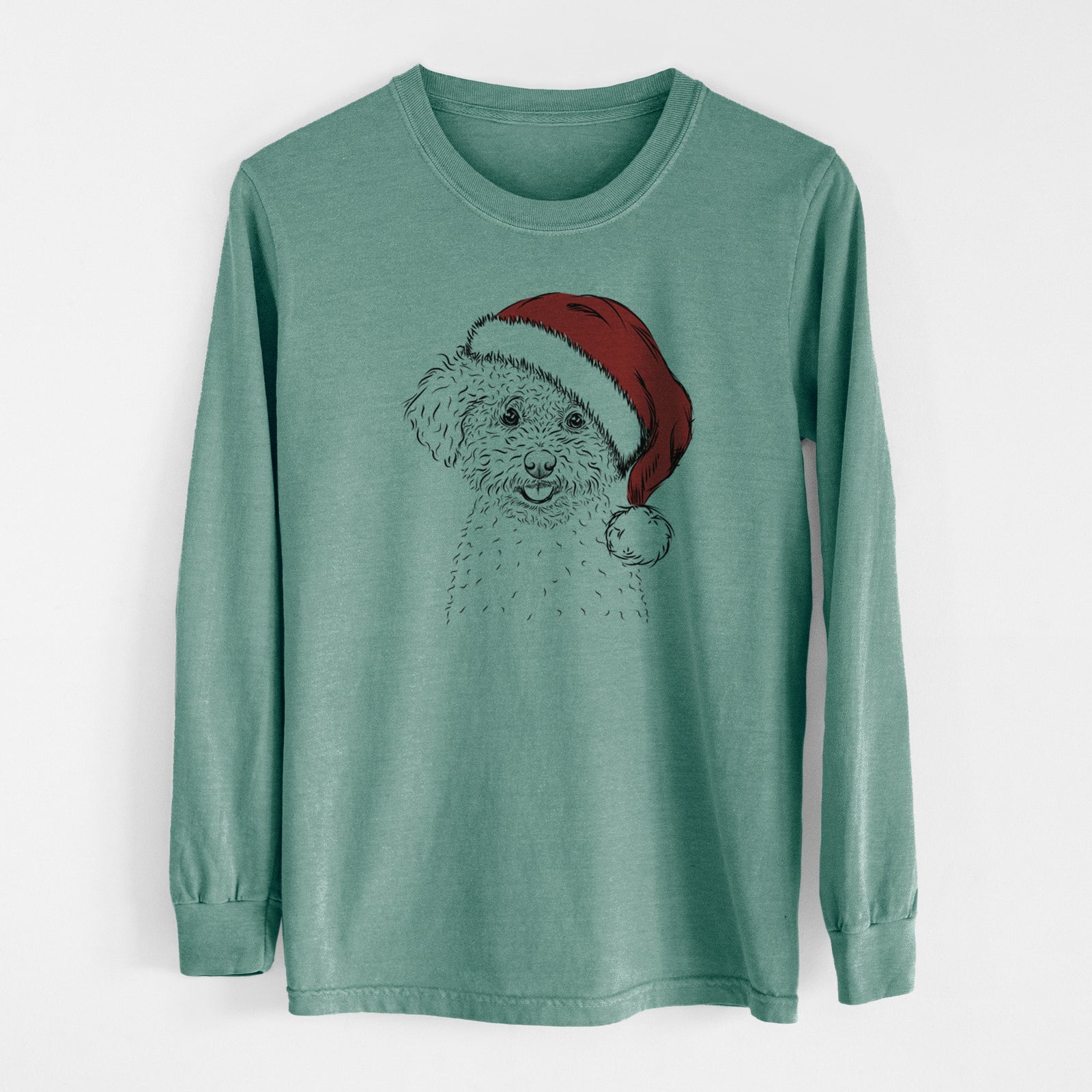 Santa Mickey the Bichon Frise - Men's Heavyweight 100% Cotton Long Sleeve