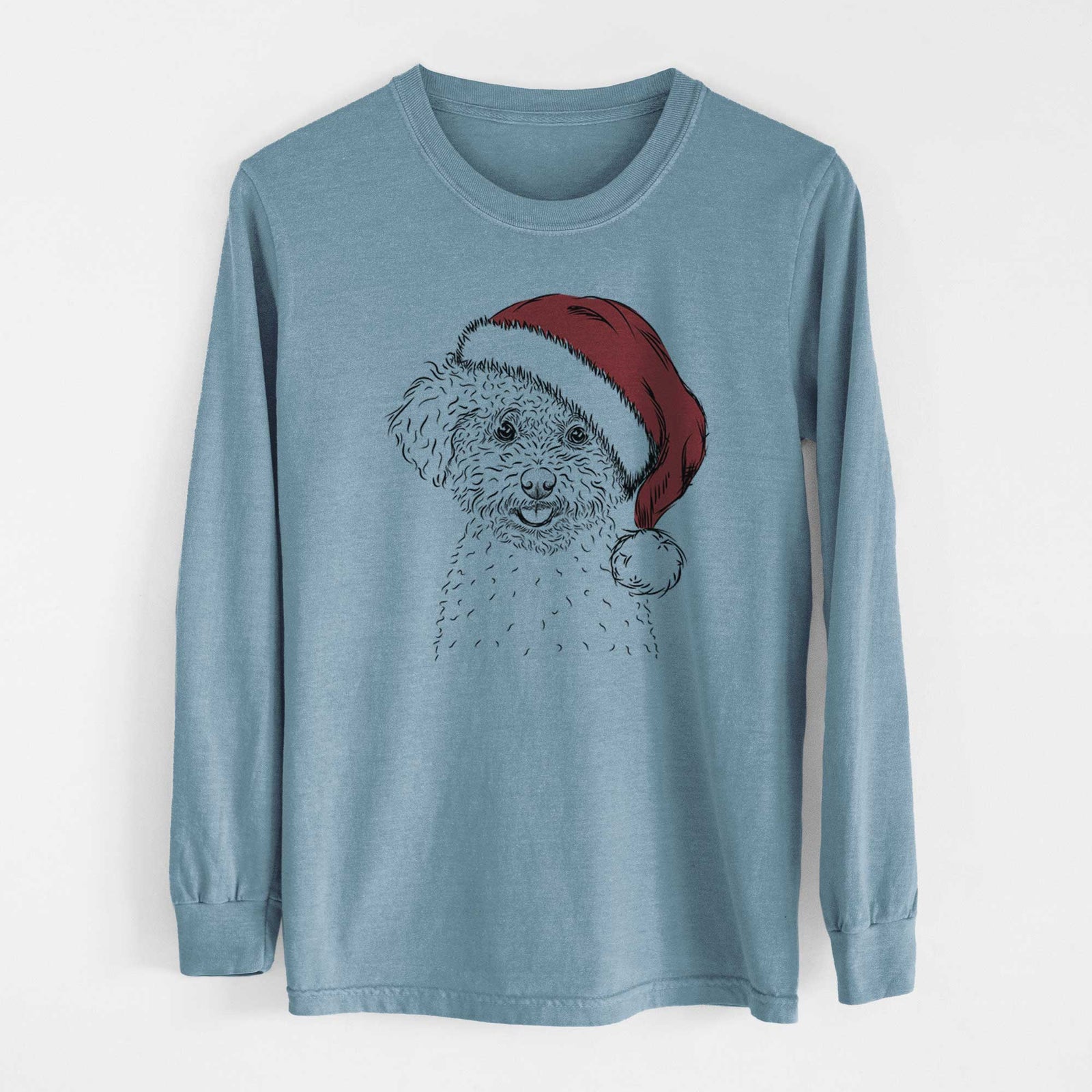Santa Mickey the Bichon Frise - Men's Heavyweight 100% Cotton Long Sleeve