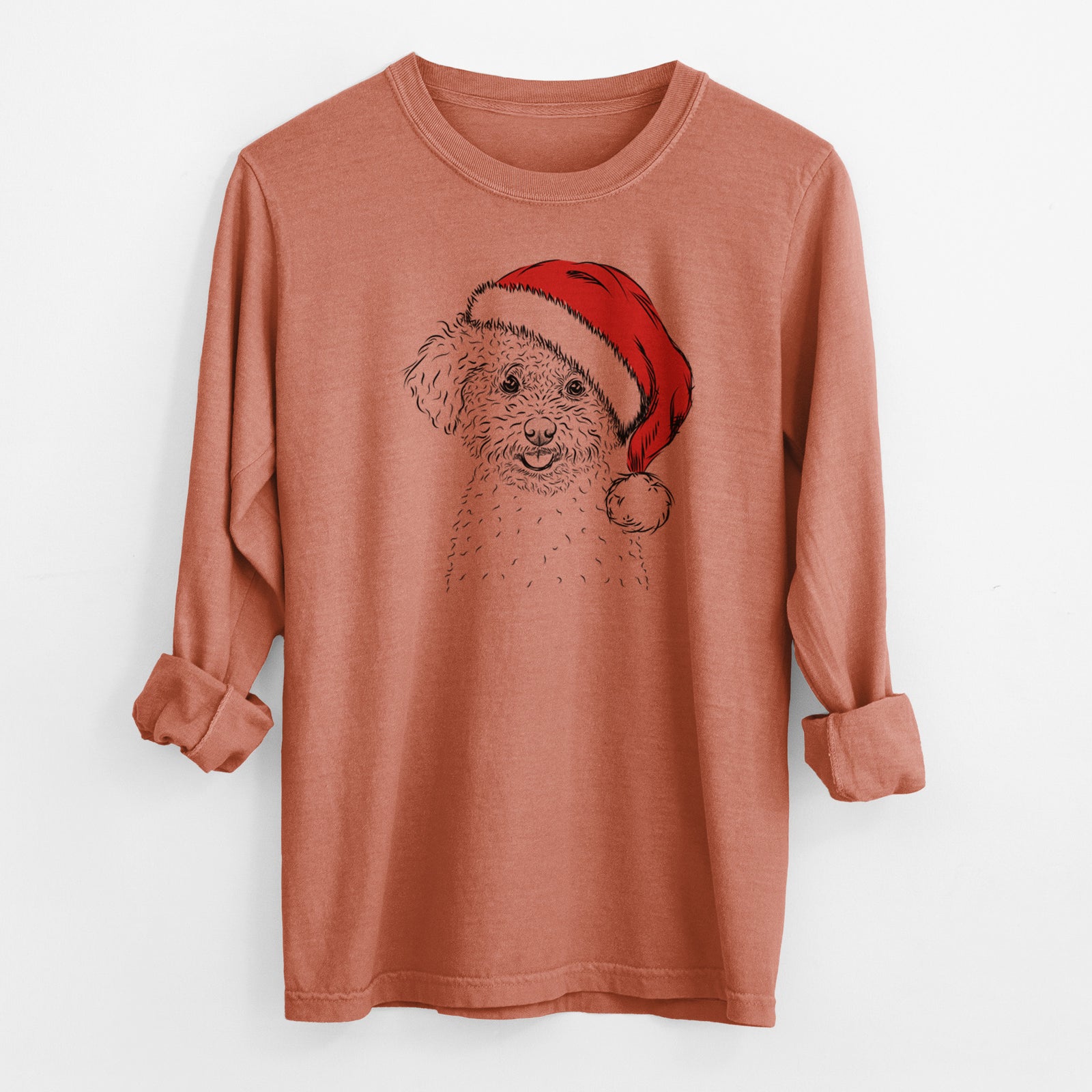 Santa Mickey the Bichon Frise - Men's Heavyweight 100% Cotton Long Sleeve