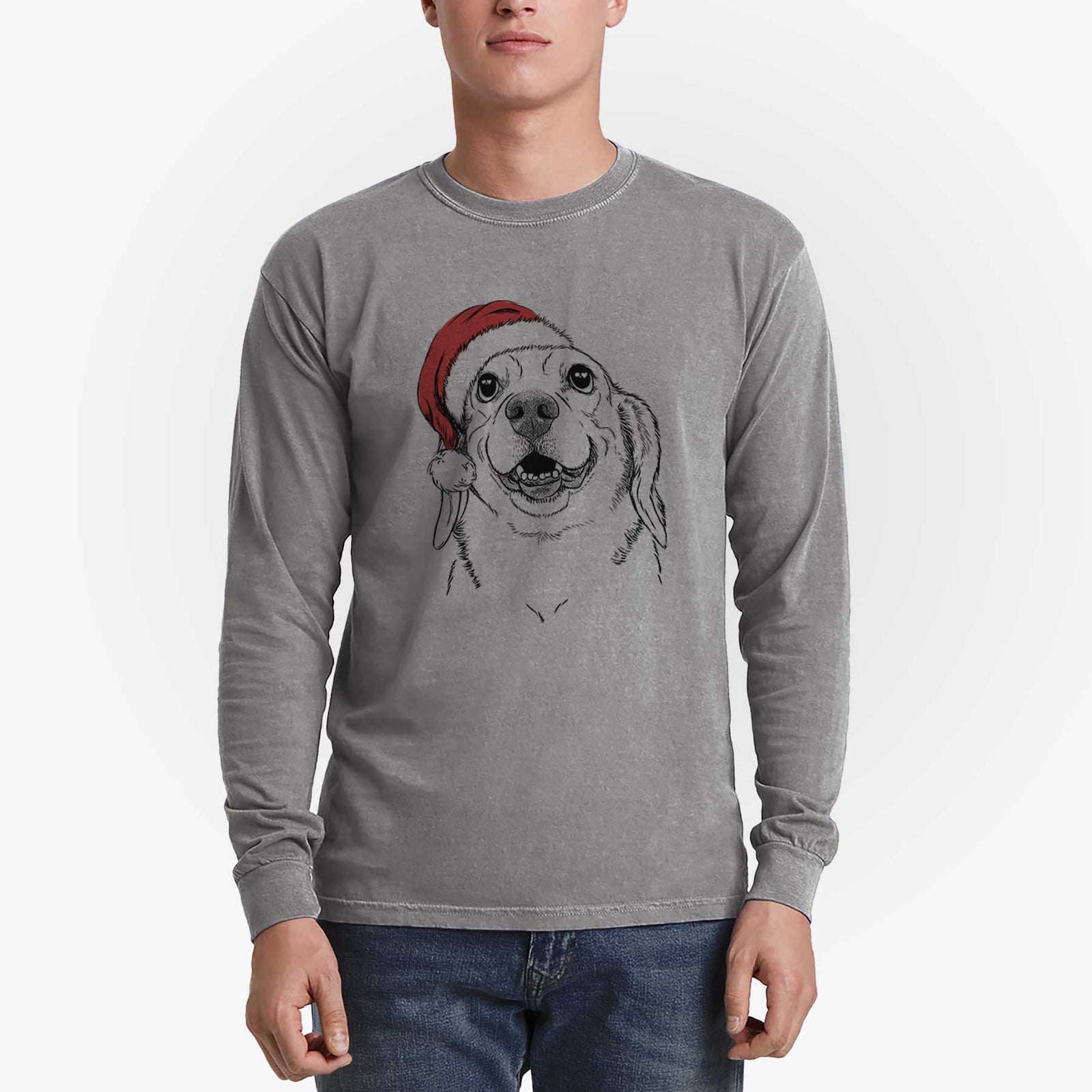 Santa Minnie the Corgle - Men's Heavyweight 100% Cotton Long Sleeve