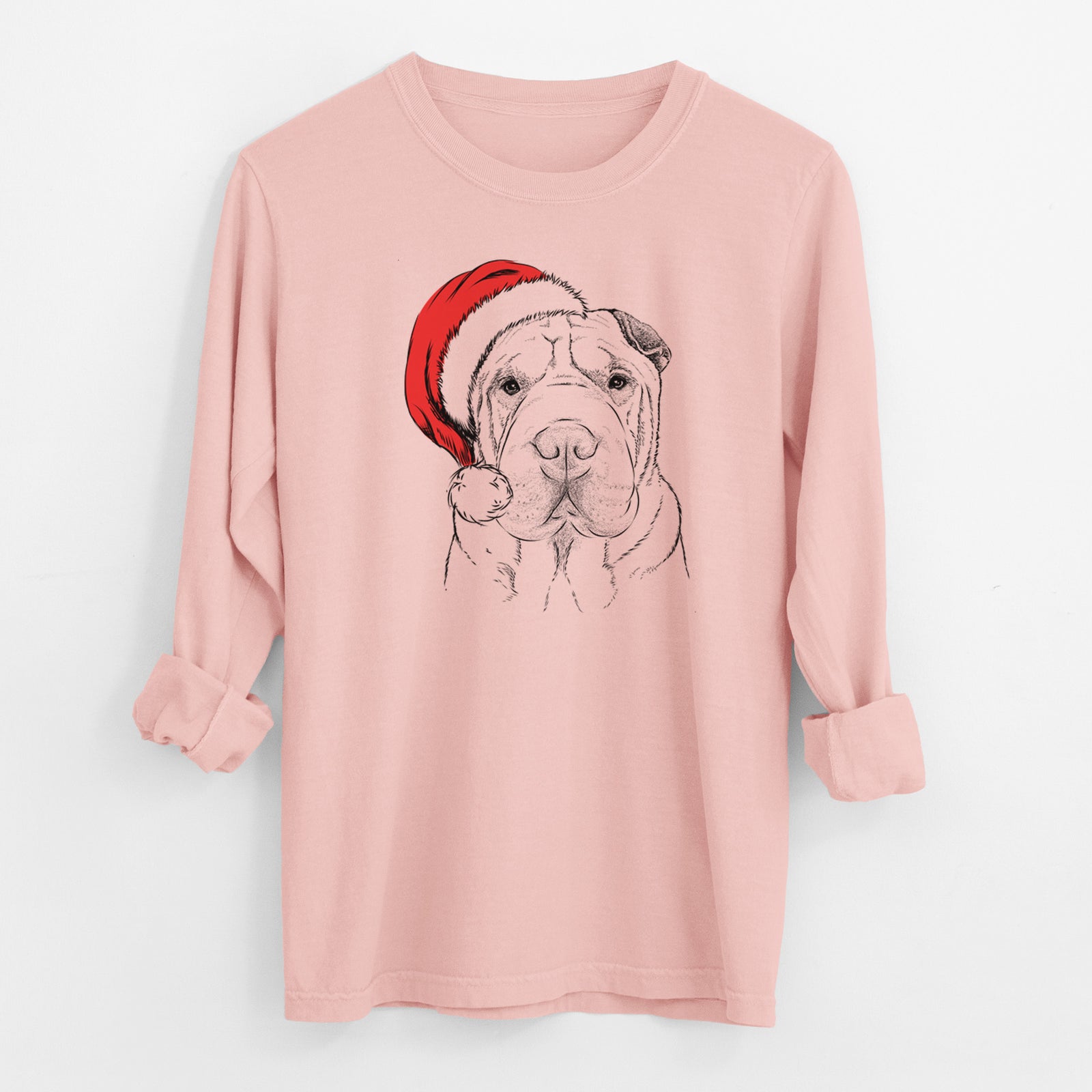 Santa Moomers the Shar Pei - Men's Heavyweight 100% Cotton Long Sleeve