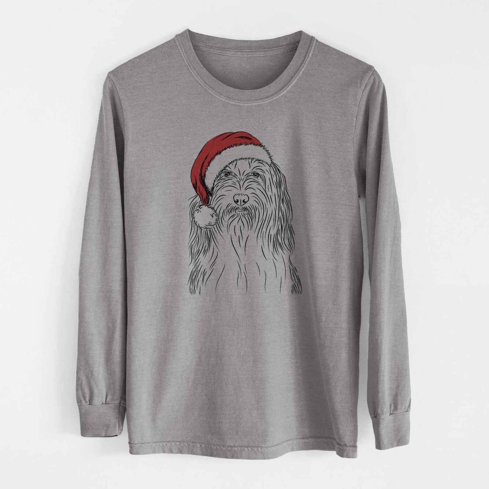 Santa Murray the Bearded Collie - Men's Heavyweight 100% Cotton Long Sleeve