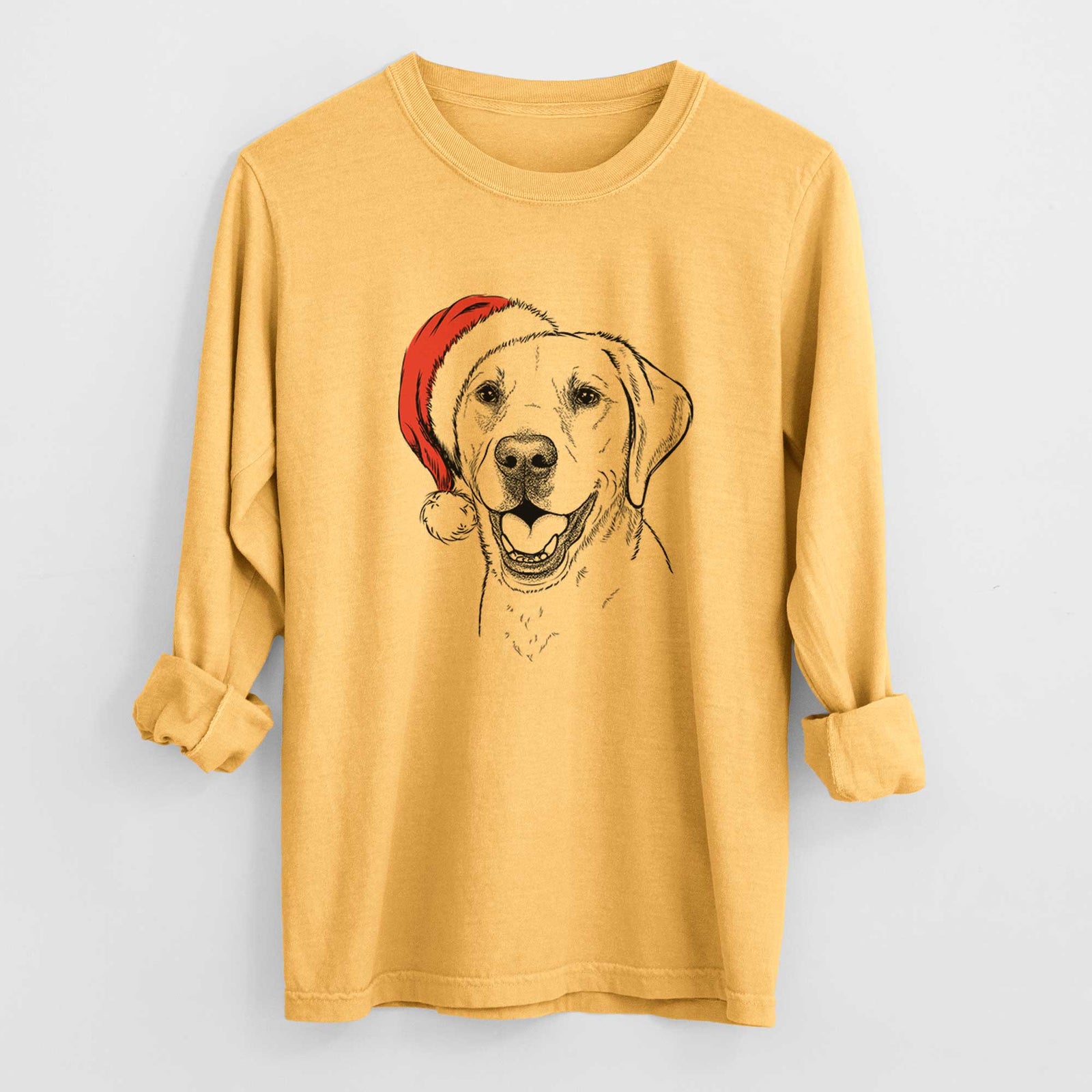 Santa Nate the Labrador Retriever - Men's Heavyweight 100% Cotton Long Sleeve