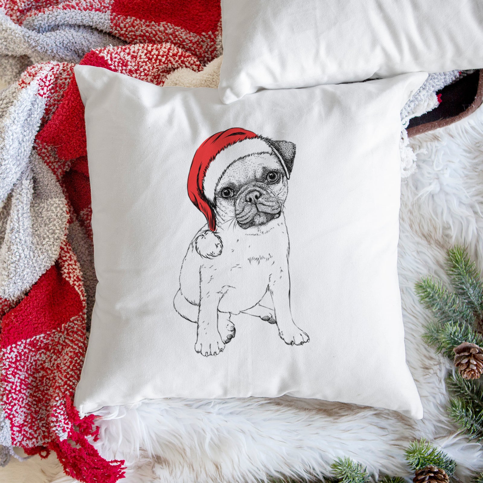 Nelson the Pug Puppy - Throw Pillow Cover