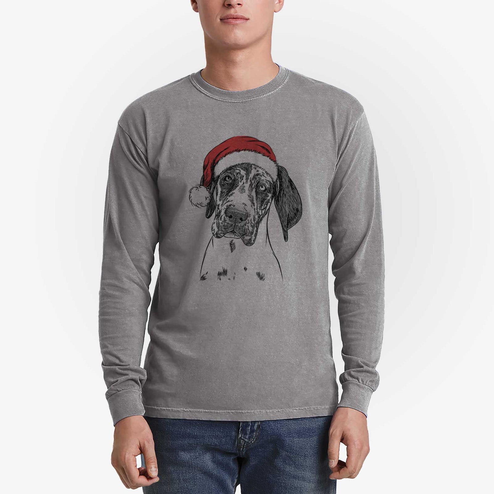 Santa Nyx the Great Dane - Men's Heavyweight 100% Cotton Long Sleeve