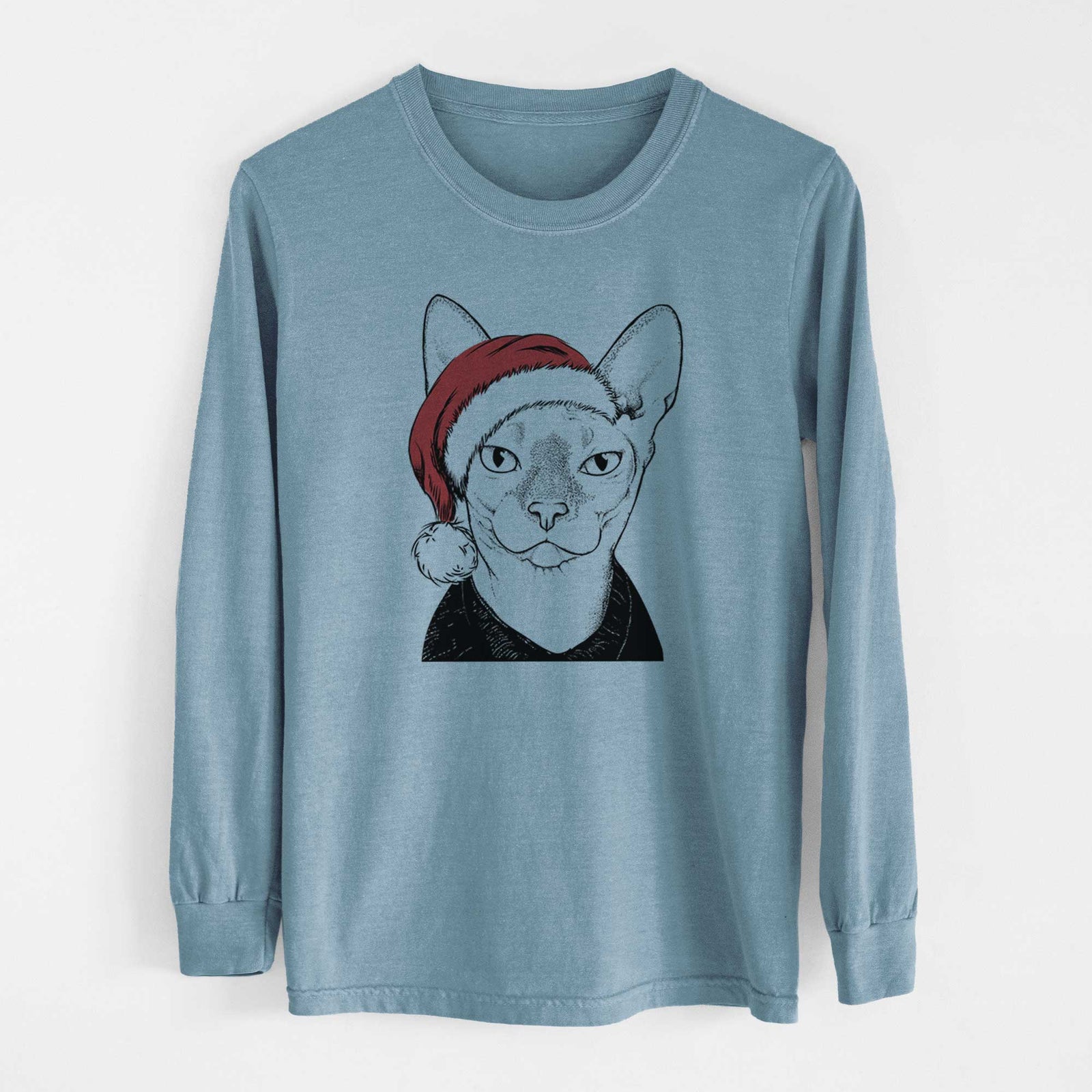 Santa Oliver Watson the Sphynx Cat - Men's Heavyweight 100% Cotton Long Sleeve