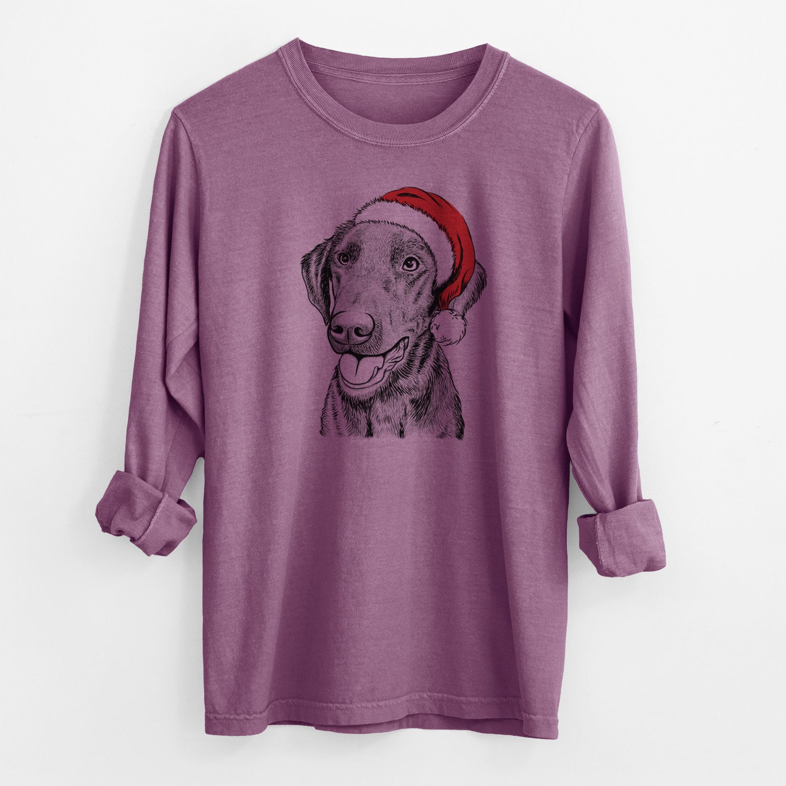 Santa Onyx the Labrador Retriever - Men's Heavyweight 100% Cotton Long Sleeve